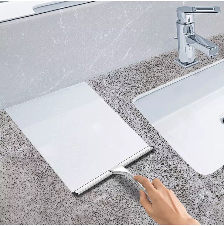 All-Purpose Stainless Steel Shower Squeegee for Shower Glass Door w/ 2 Adhesive