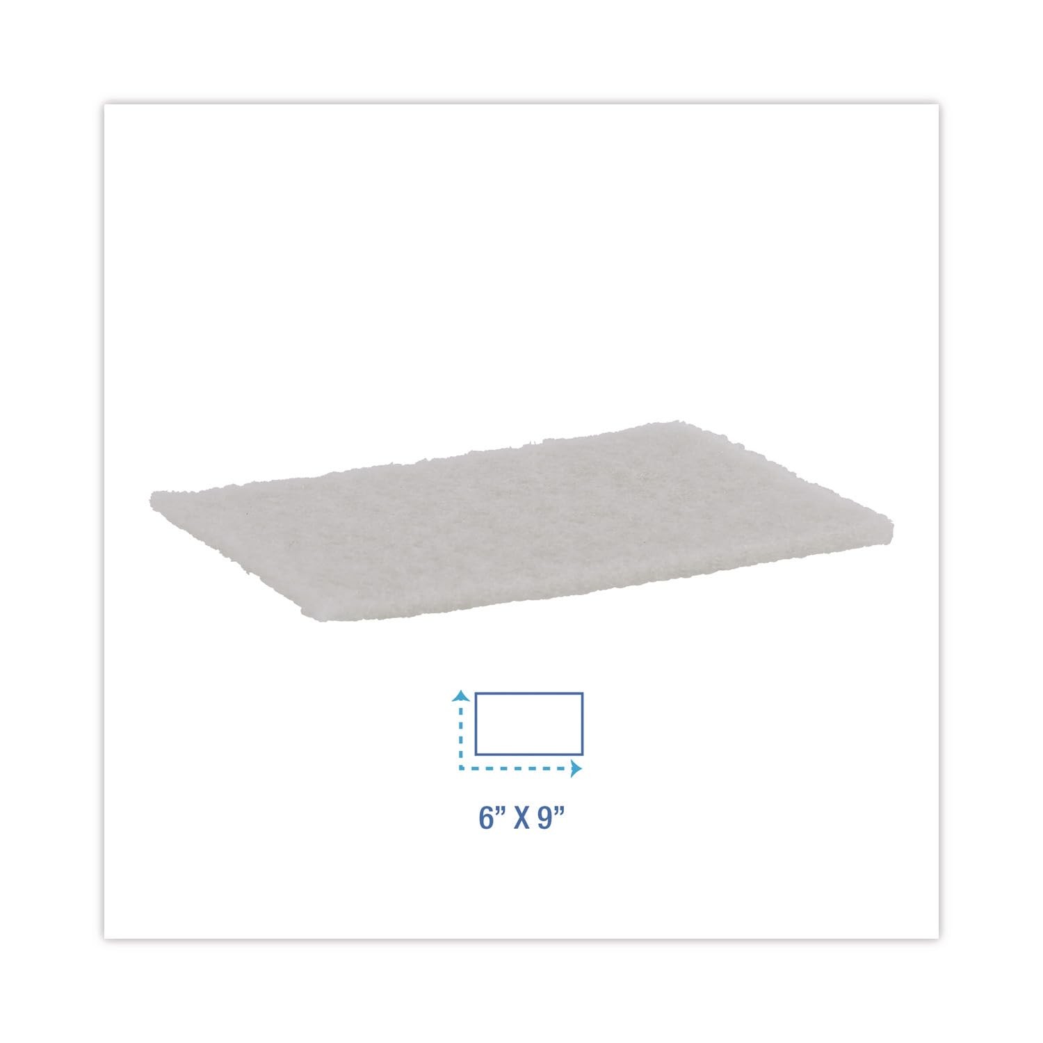 BWK198 Light Duty Scour Pad, White, 6″ x 9″ (Case of 20)