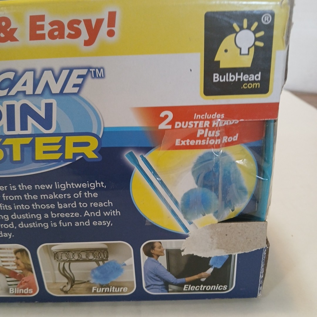 Hurricane Spin Duster Motorized Dust Wand w/3ft Extension For Ceiling Fans NIB