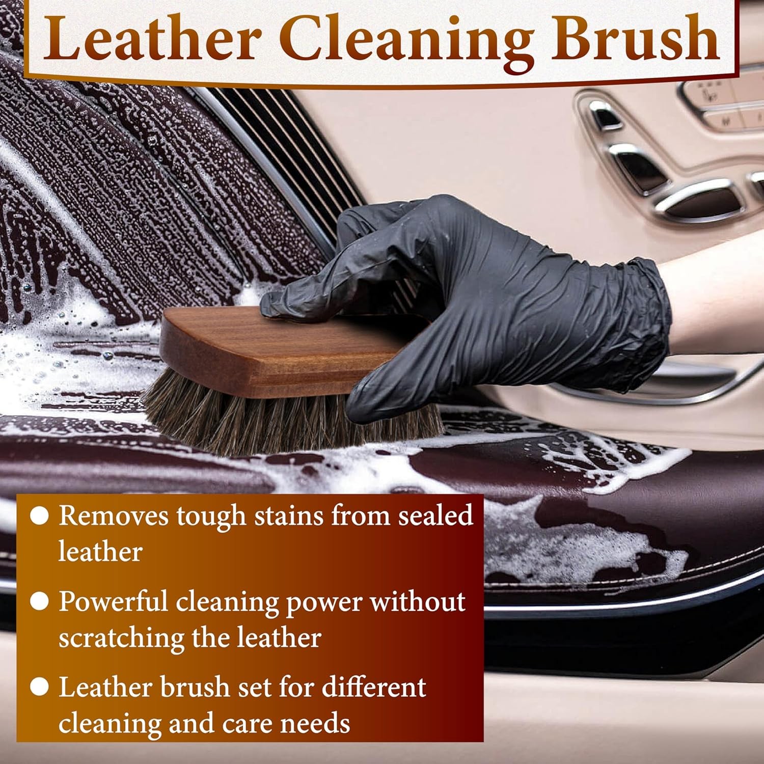 5 PCS Leather Brush Car Detailing, Shine Kit, Car Interior Detail Color: 5 Pcs