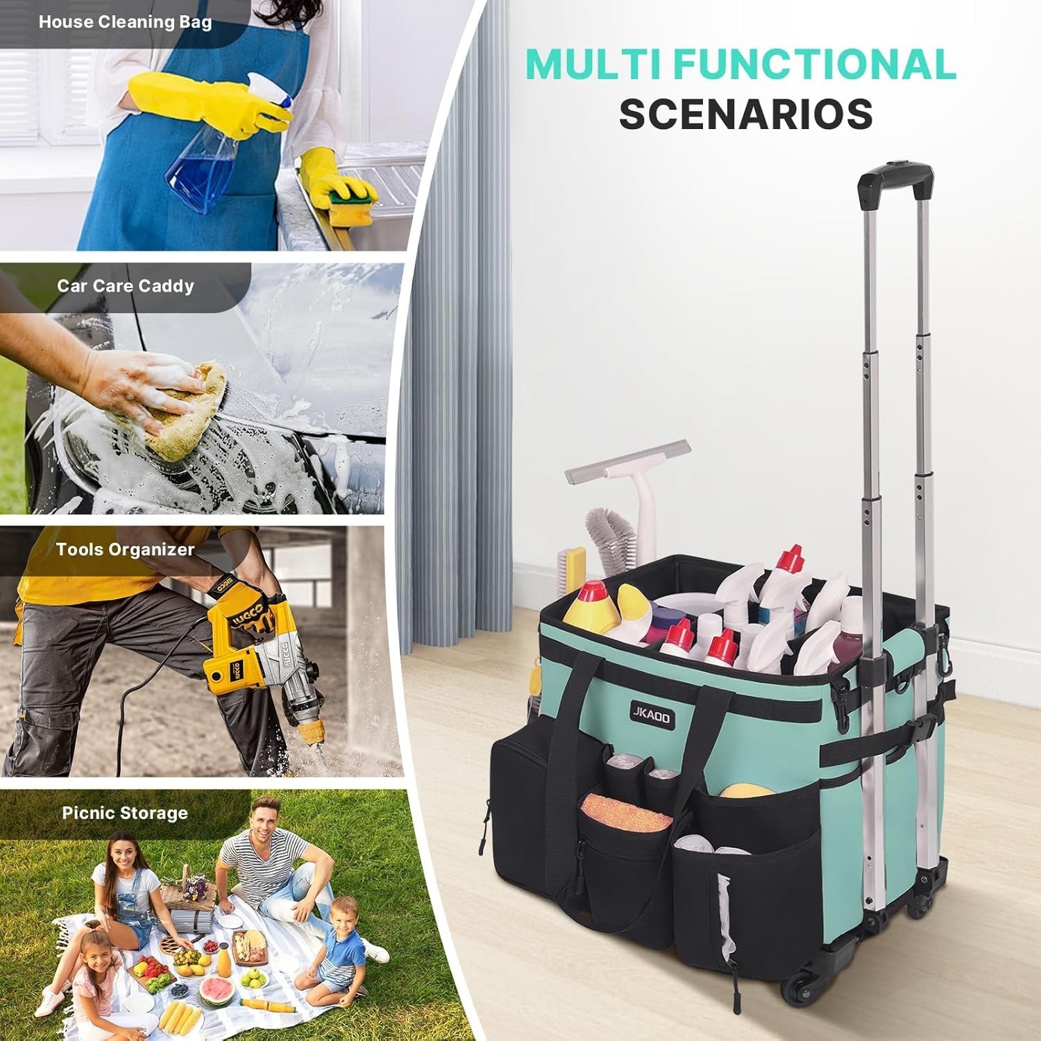 Lightweight & Foldable 40L Cleaning Bag with Durable Wheels – Home Essential