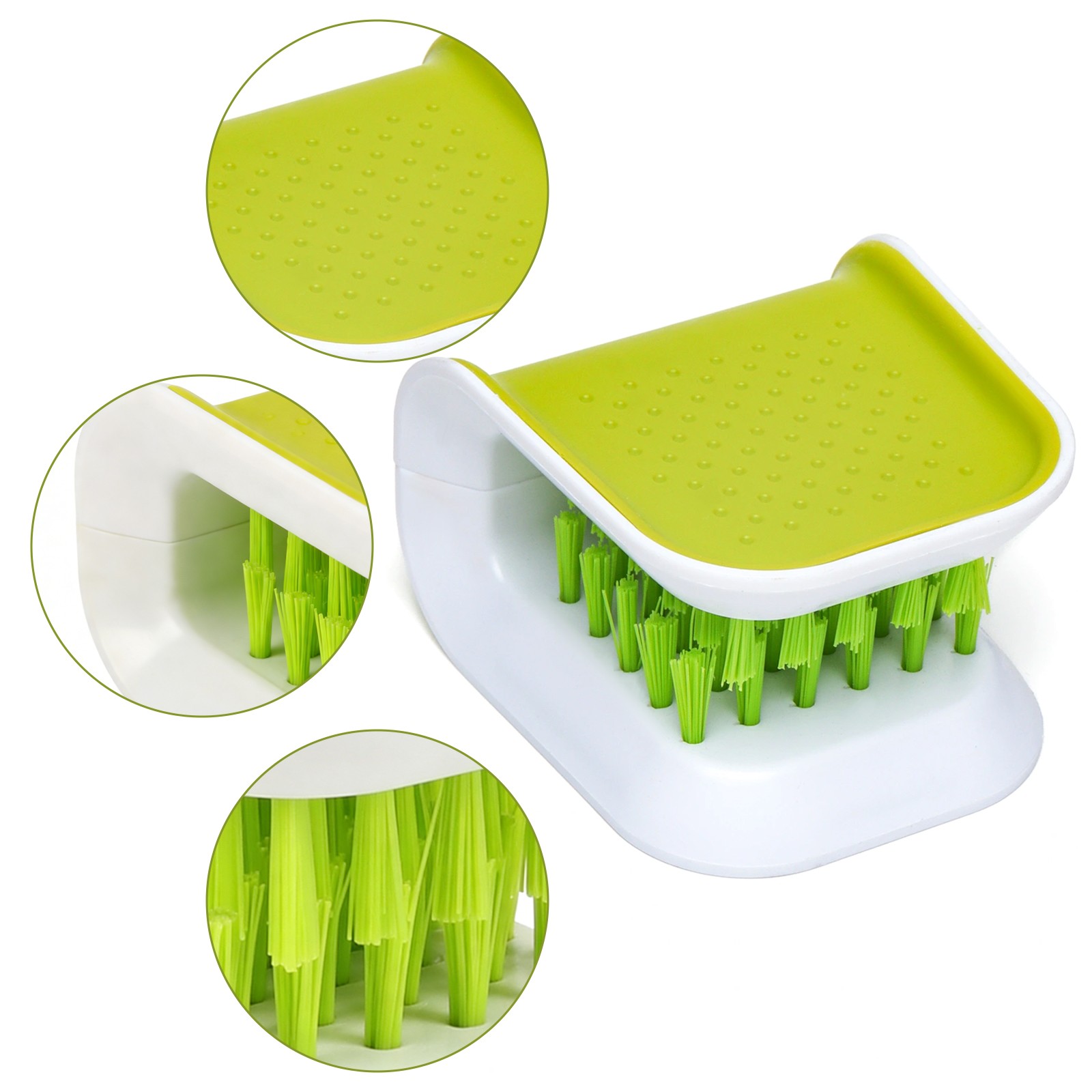 2PCS Blade Brush Knife Cleaner Cutlery Scrubber Non-Slip Kitchen Washing Tool US