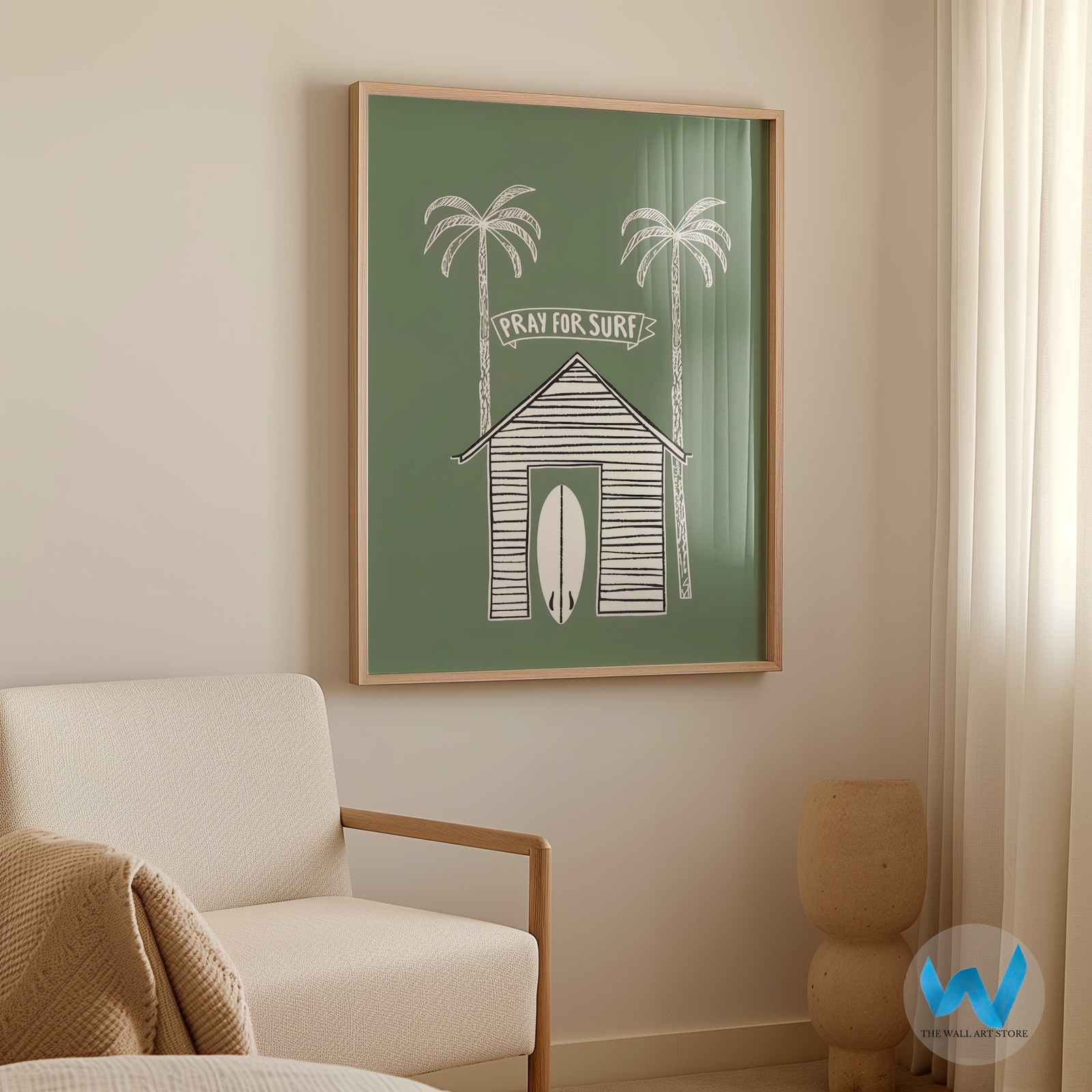 Pray for Surf Poster Wall Art – Tropical Beach Decor Premium Quality