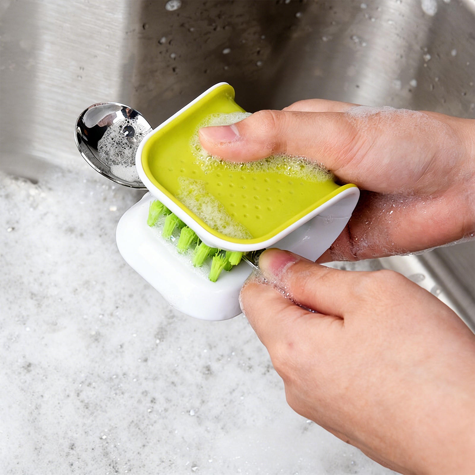2PCS Blade Brush Knife Cleaner Cutlery Scrubber Non-Slip Kitchen Washing Tool US