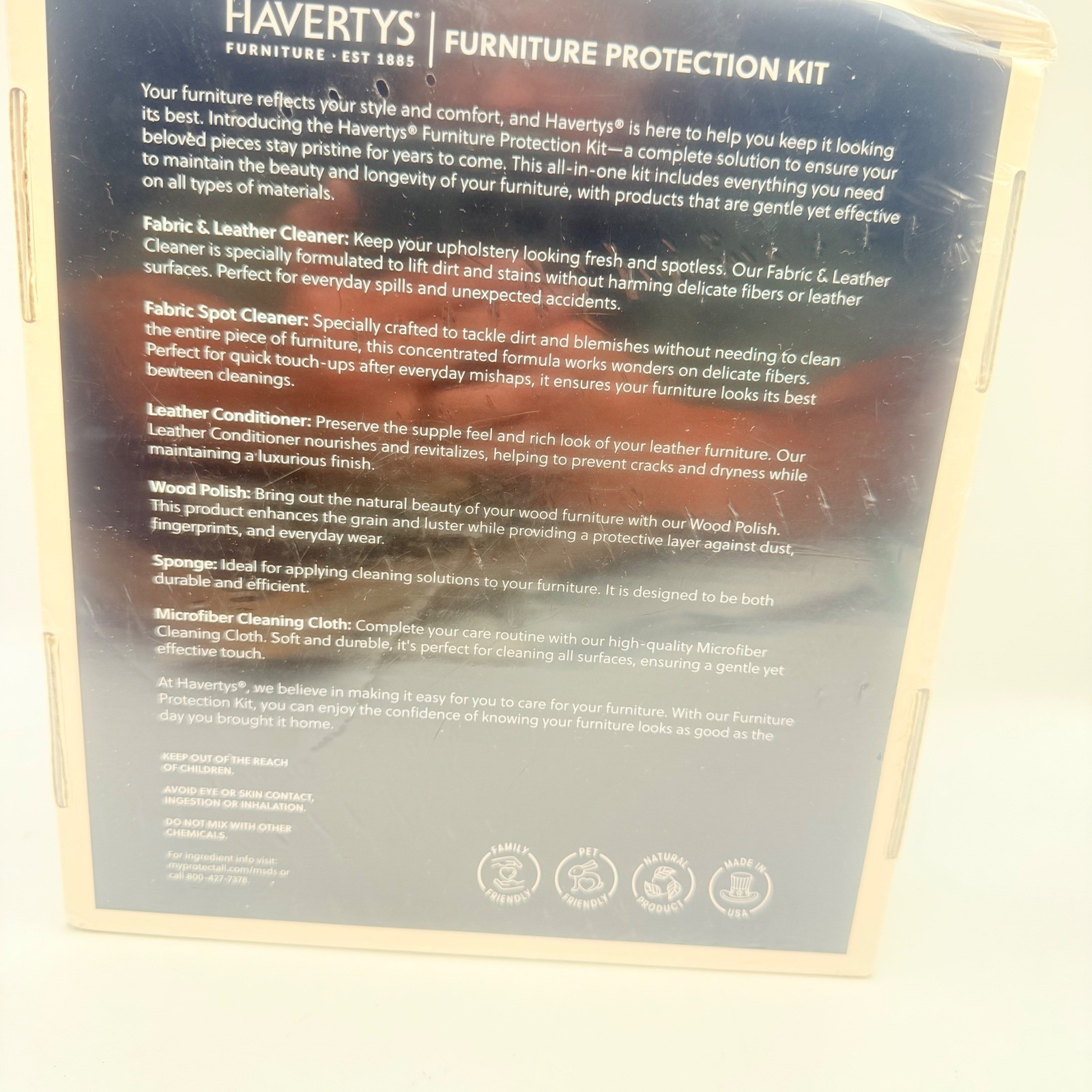 Havertys Furniture Protection Kit Fabric Leather Cleaner Conditioner Wood Polish