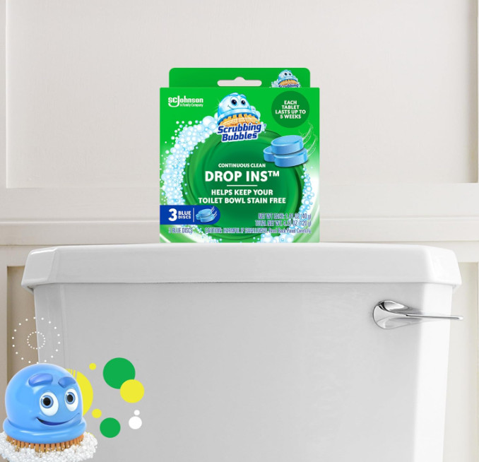 Scrubbing Bubbles Continuous Clean Toilet Drop-Ins, Automatic Blue Toilet Bowl C