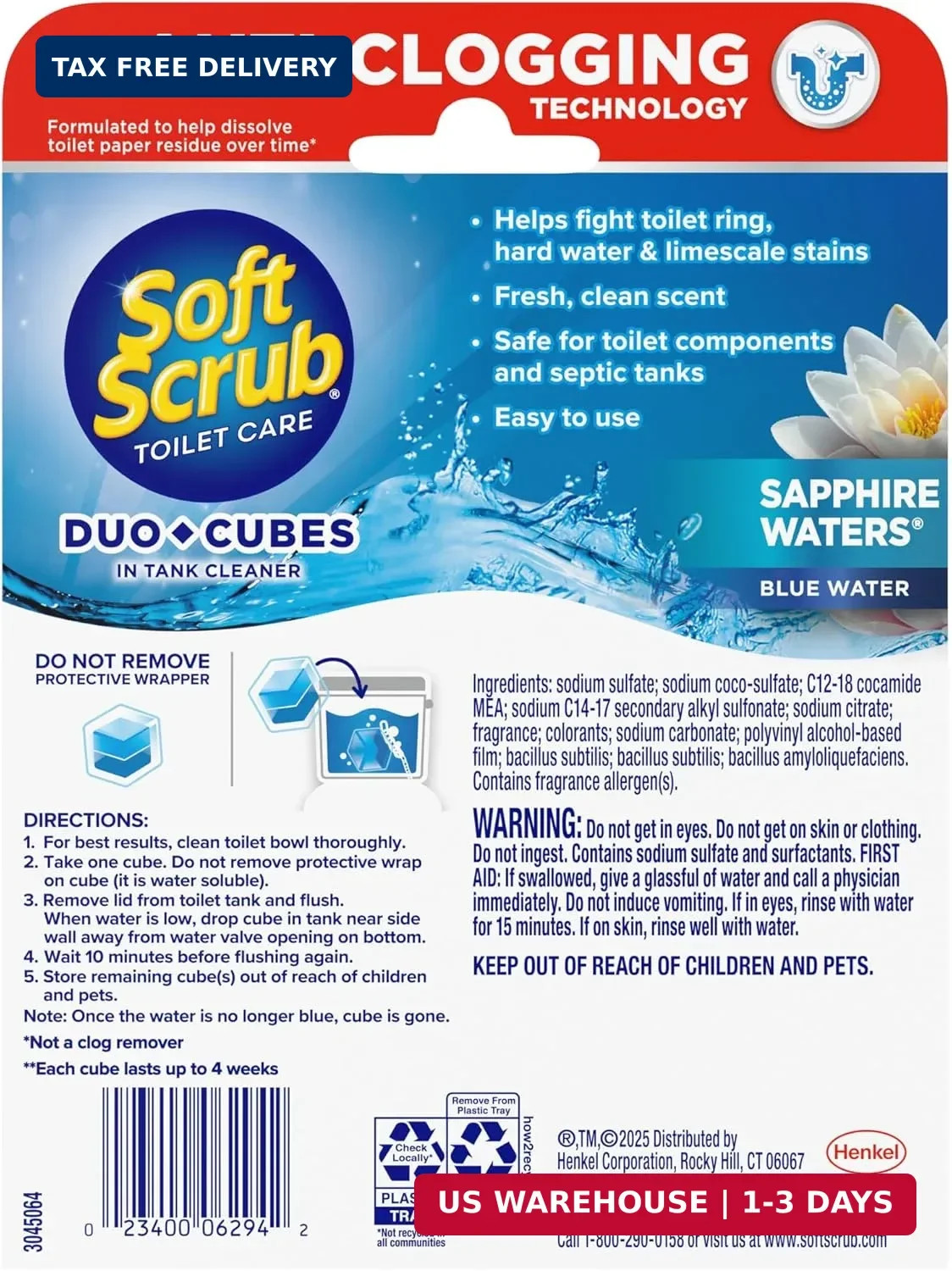 Soft Scrub In-Tank Toilet Cleaner Duo-Cubes, Sapphire Waters, 4 Count