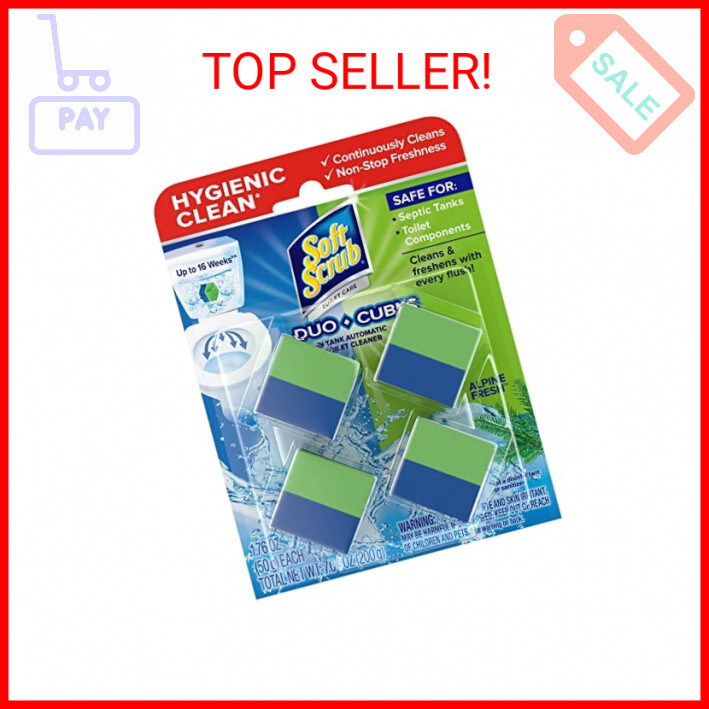 Soft Scrub in-Tank Toilet Cleaner Duo-Cubes, Alpine Fresh, 4Count