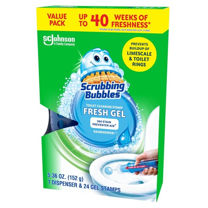 Scrubbing Bubbles Fresh Gel Toilet Cleaning Stamp,Rain shower,Dispenser 4 Refill