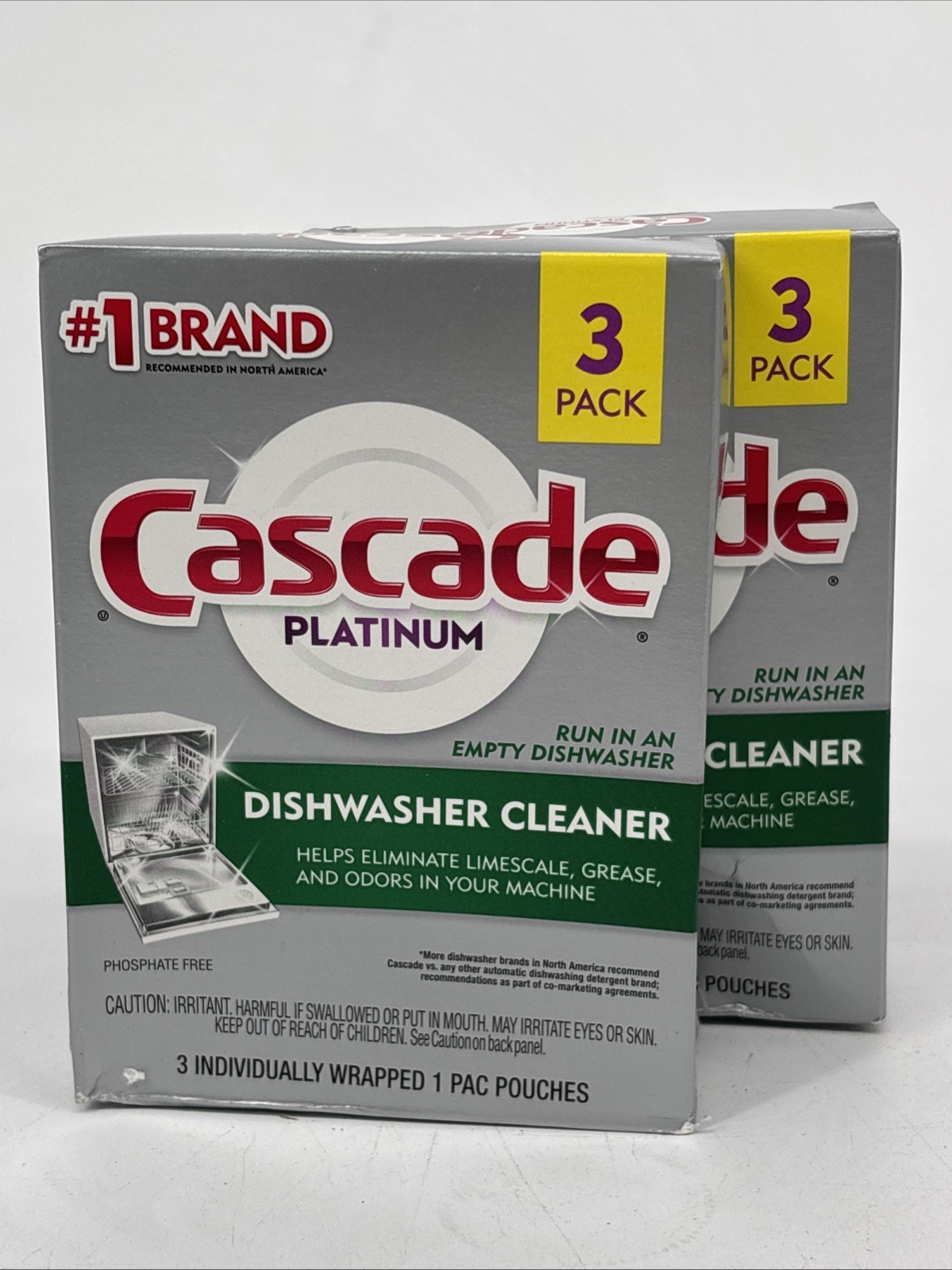 Cascade Platinum Dishwasher Cleaner, 2 Boxes 3 count each