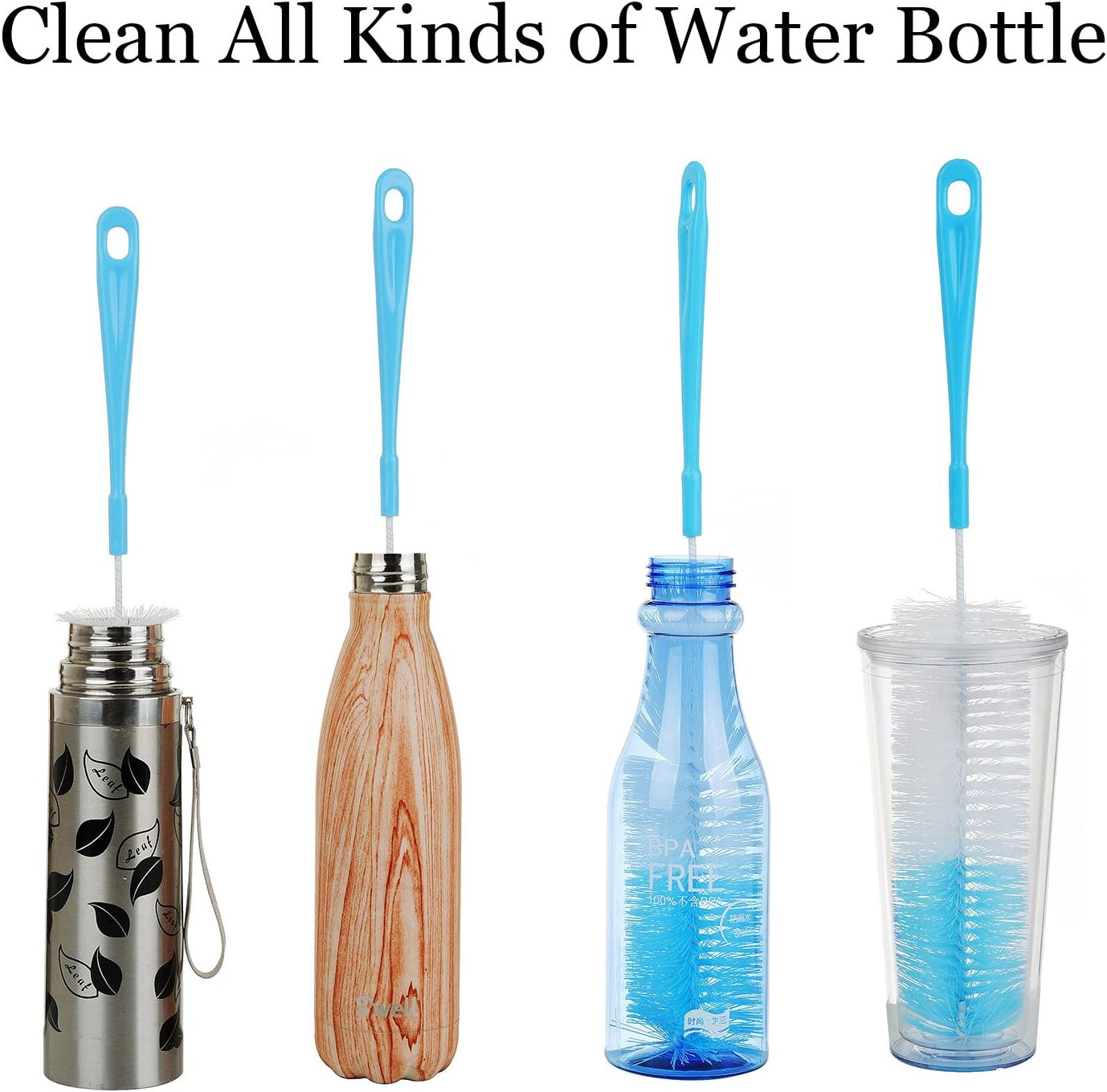 3-Pack 16″ Long Bottle Cleaning Brushes Narrow Neck Beer Wine Thermos (64 chars)