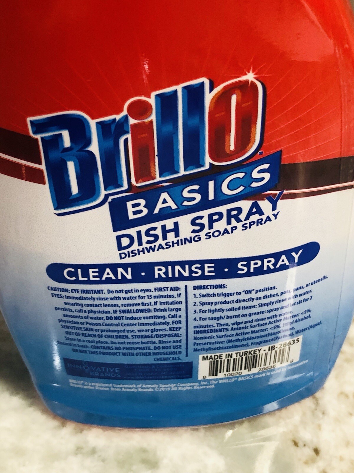 Brillo-Basics Fresh Scent 3x Action Dish/Diswashing Soap Spray. 10floz/295ml.