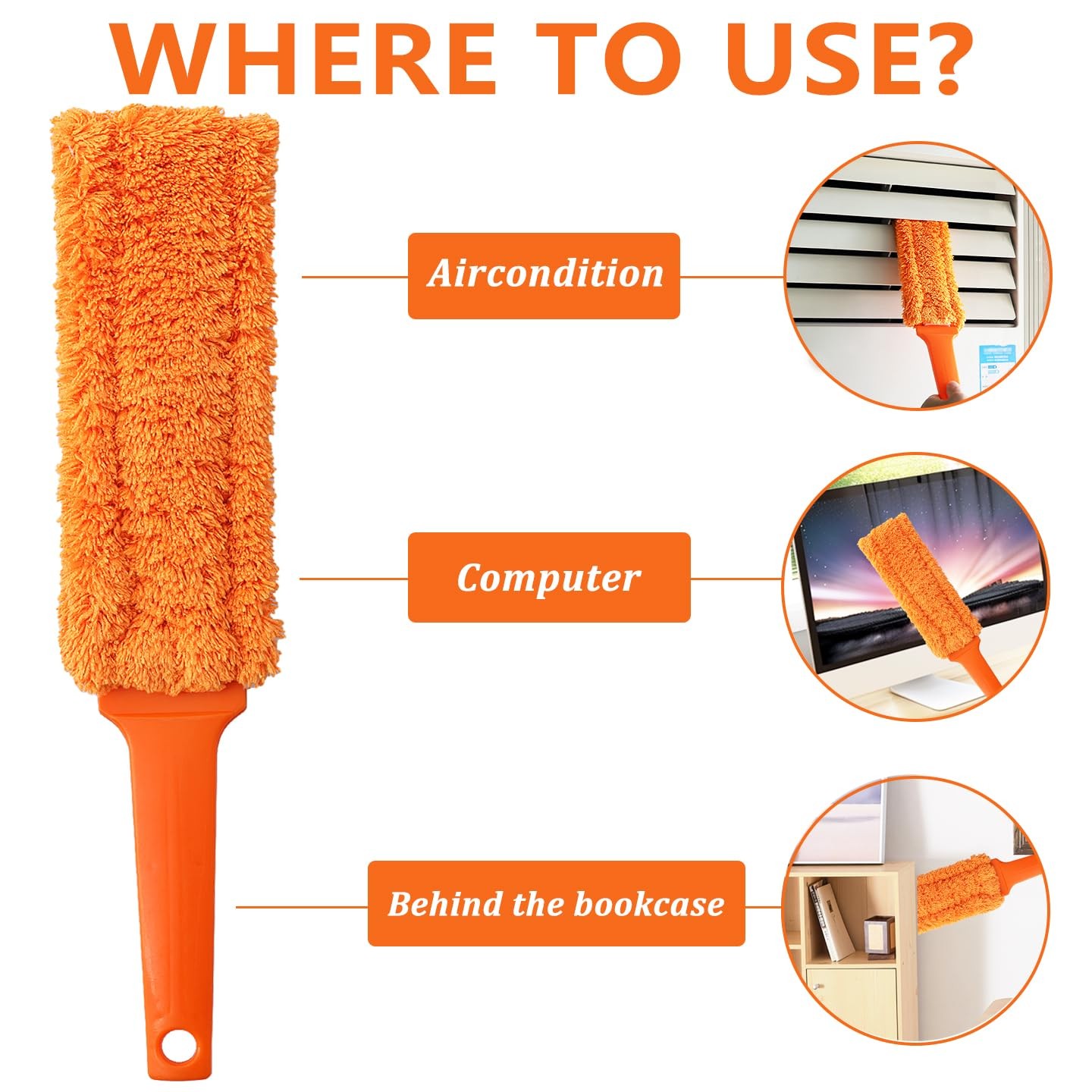 4 Pack 15 inch Reuseable Microfiber Feather Duster, Blind Duster, Gap Duster, Re