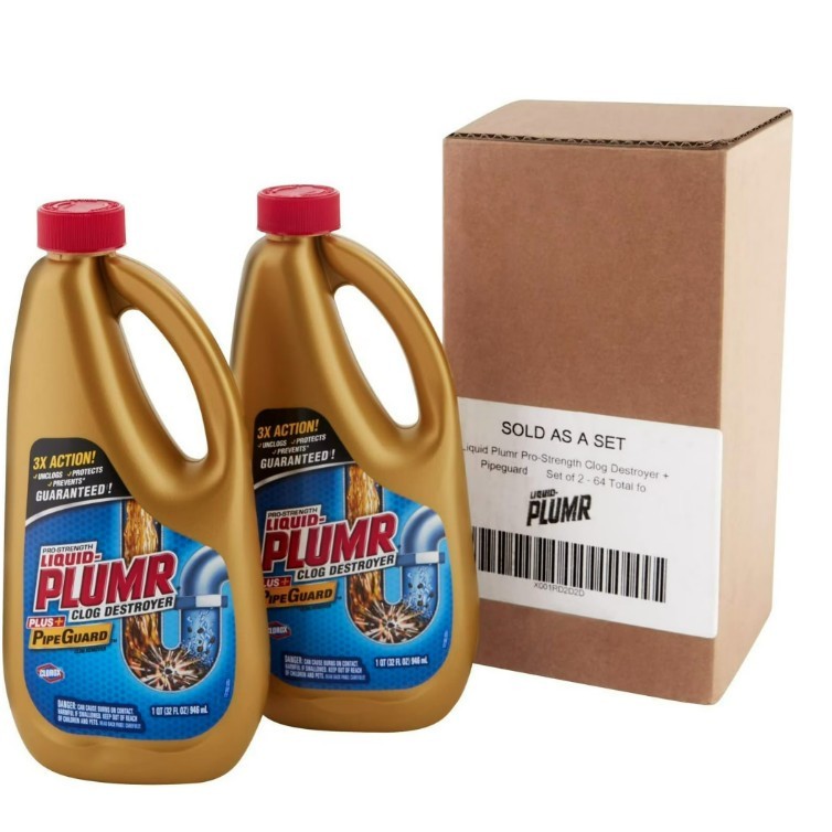 Liquid-Plumr Pro-Strength Full Destroyer Plus PipeGuard, 32 oz Bottles – 2 pack