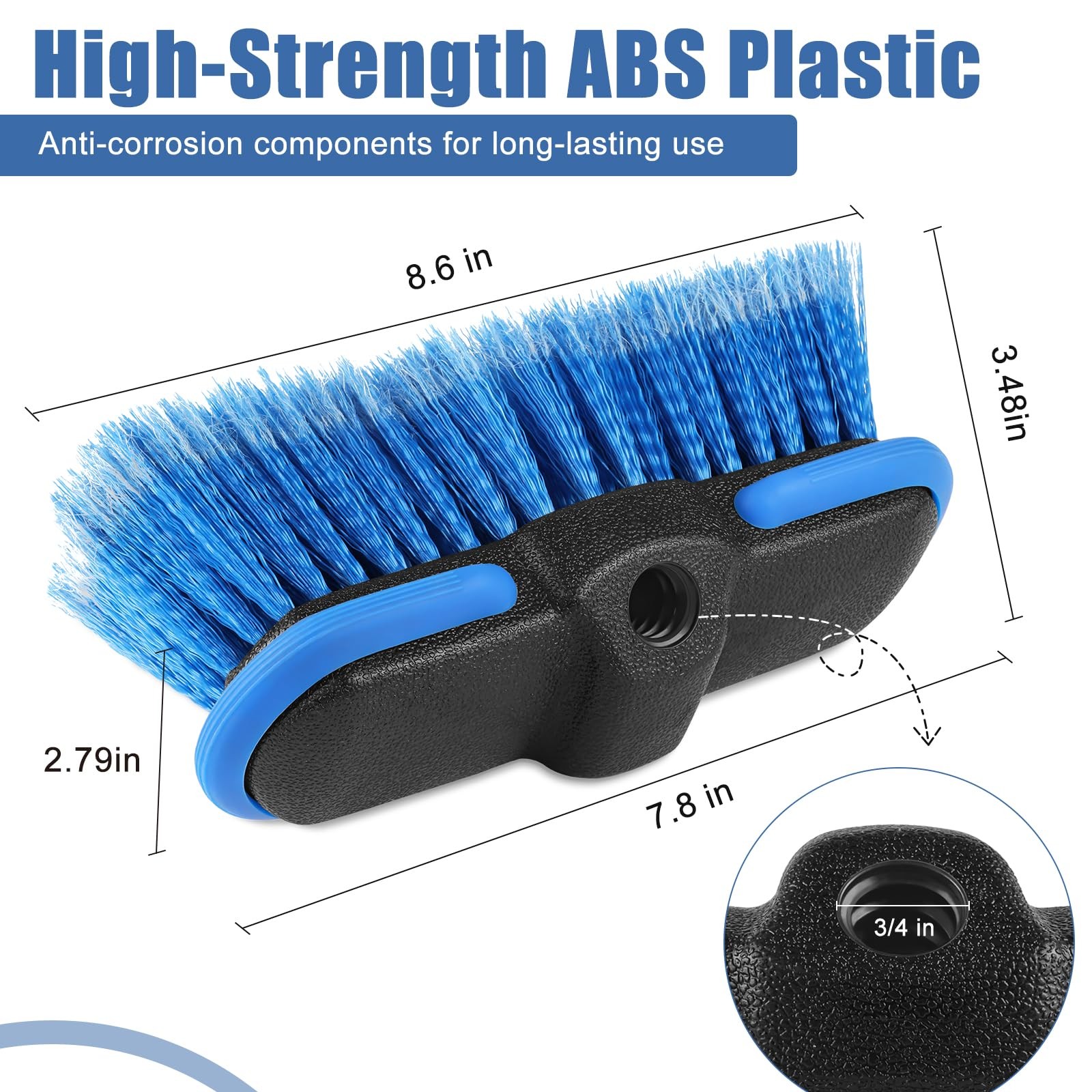 Car Wash Brush Head with Soft Bristle 8”, Car Cleaning Brush with Protective…