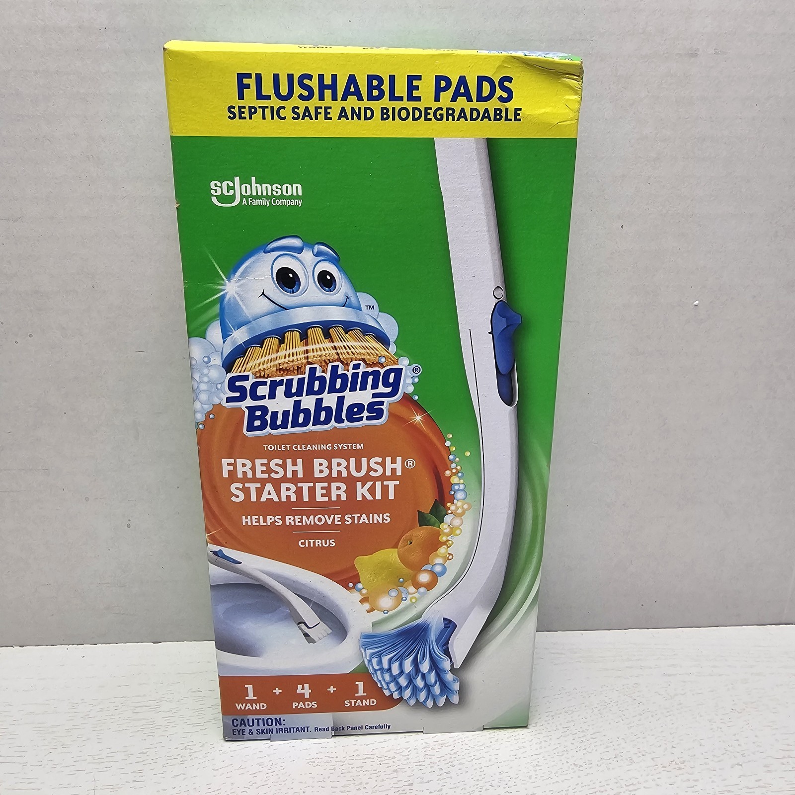 Scrubbing Bubbles Fresh Brush Toilet Scrubber Kit Flushable Pad Refills Citrus