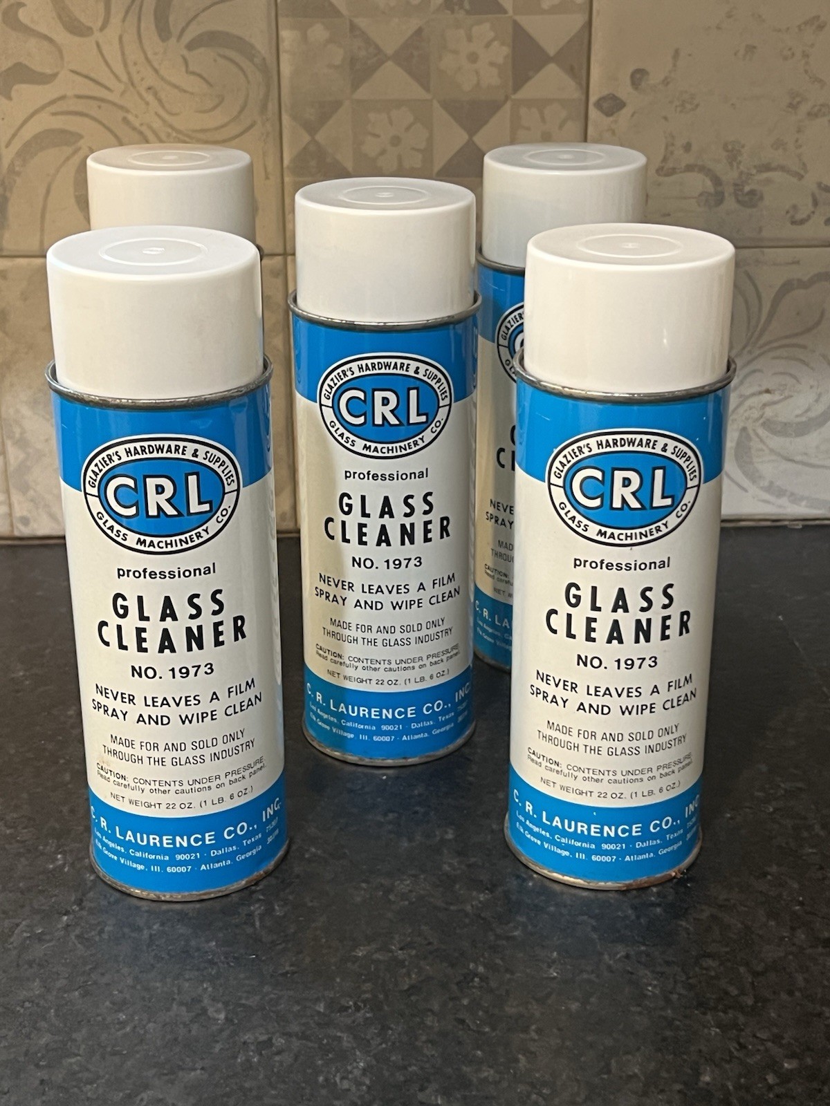 Lot of 5 – 22 oz each CRL 1973 Aerosol Glass Cleaner