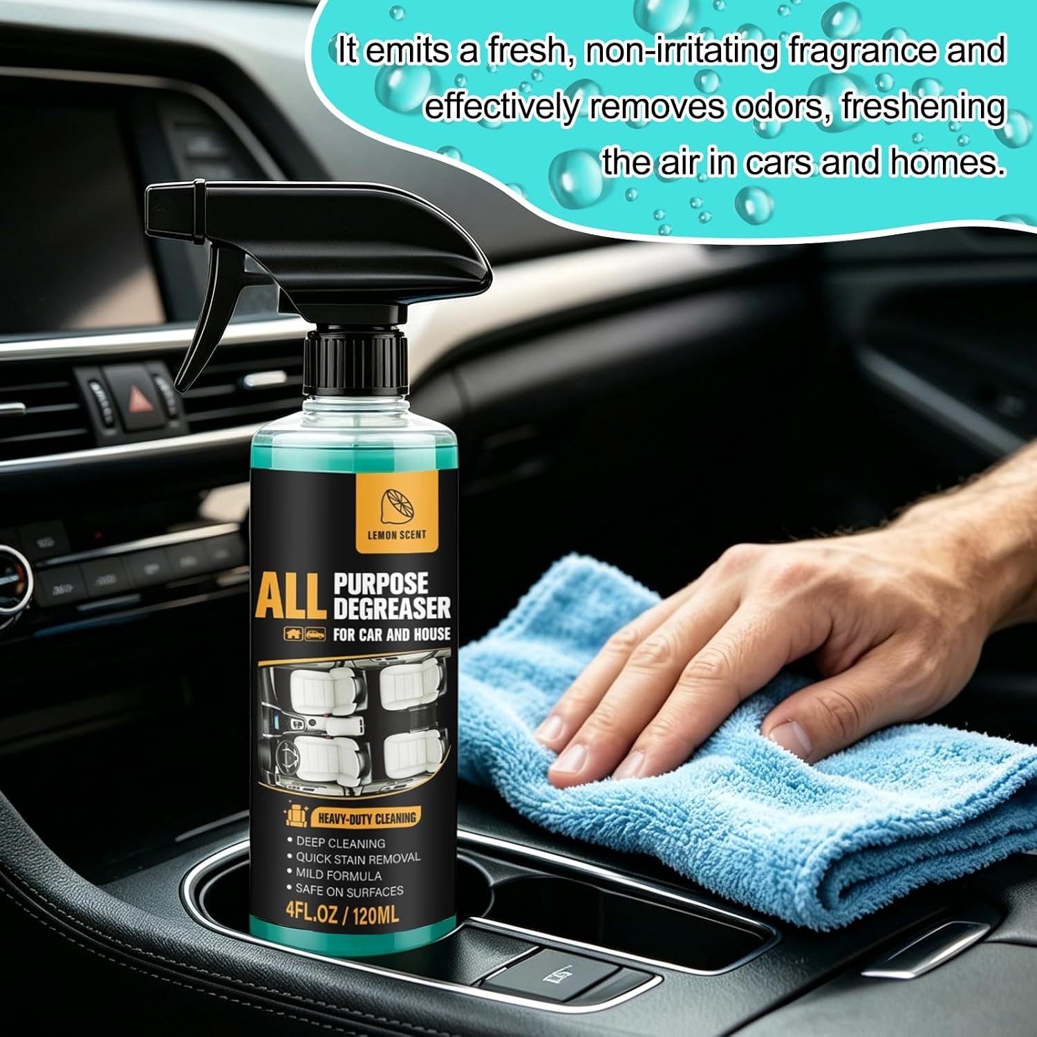 2Pcs All Purpose Degreaser for Car and House,Lemon Scent,Heavy-Duty Cleaning Spr