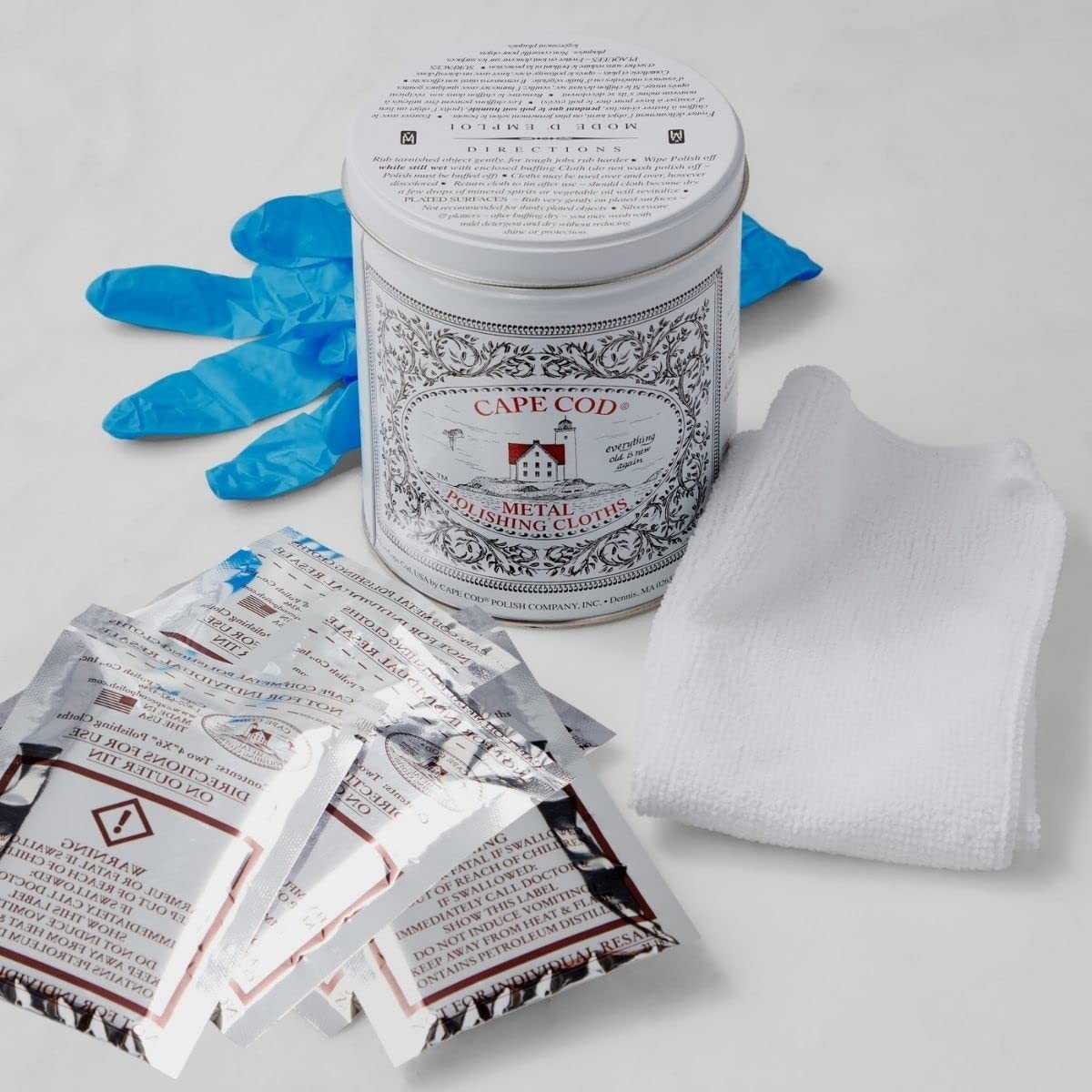 Metal Polishing Kit Bundle – (12) 4×6 Cloths, (1) 12×12 Buffing Cloth, Gloves
