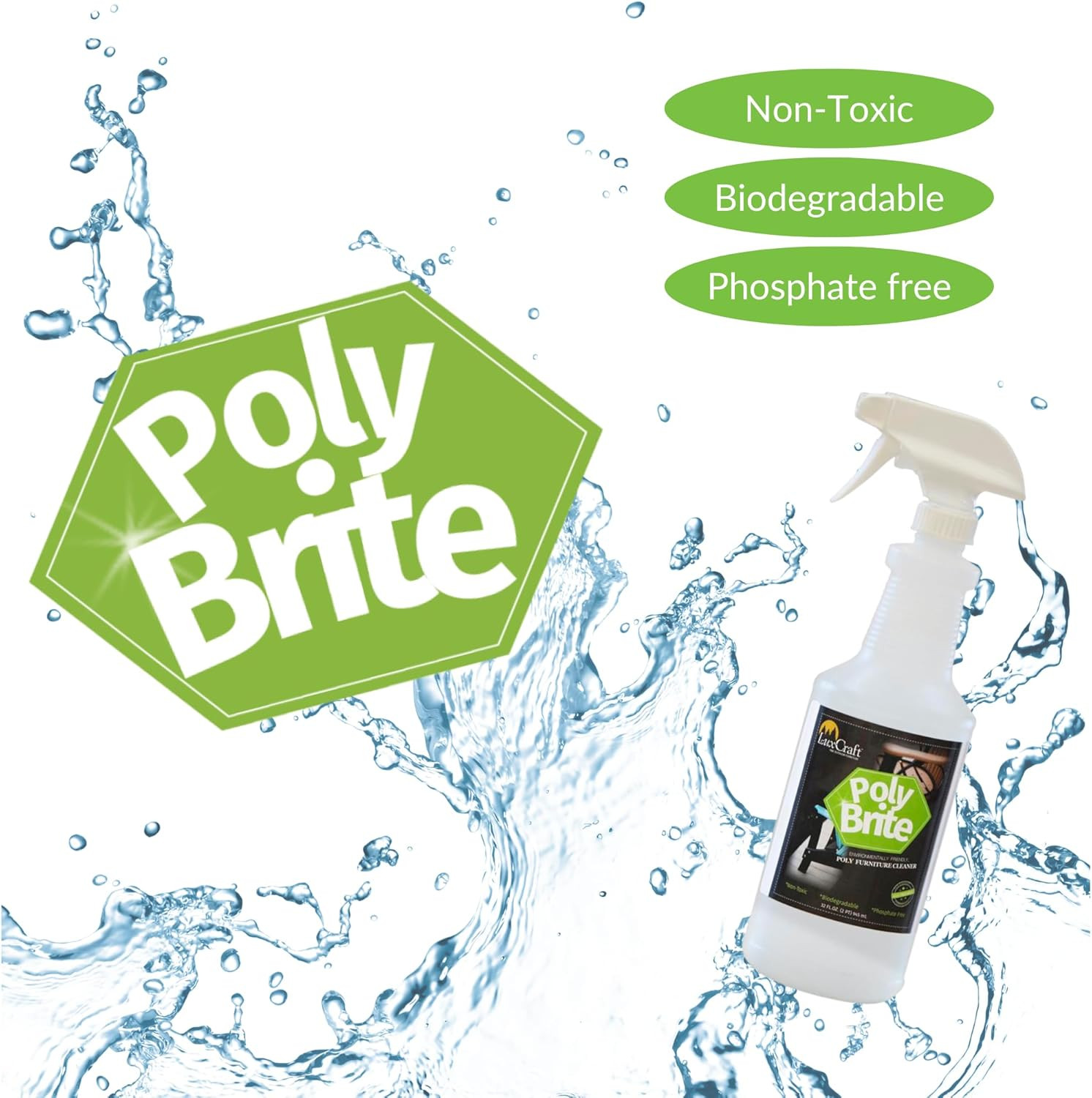 Poly Brite Cleaner for Poly Lumber Furniture – 32 Oz. Bottle, HDPE Furniture Cle