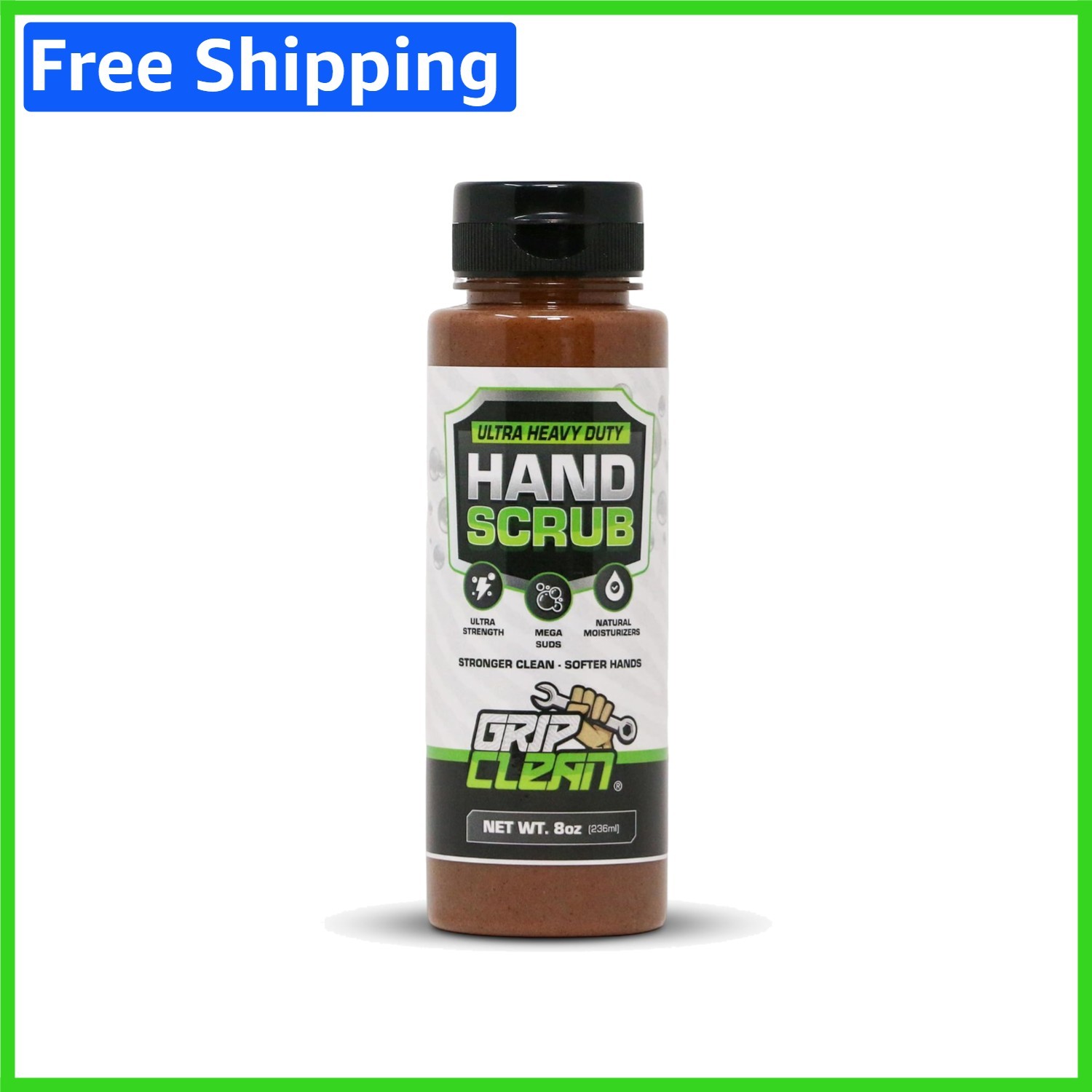 Moisturizing Hand Degreaser – Walnut Shell & Clay, Ideal for Tough Grime, 8 Oz
