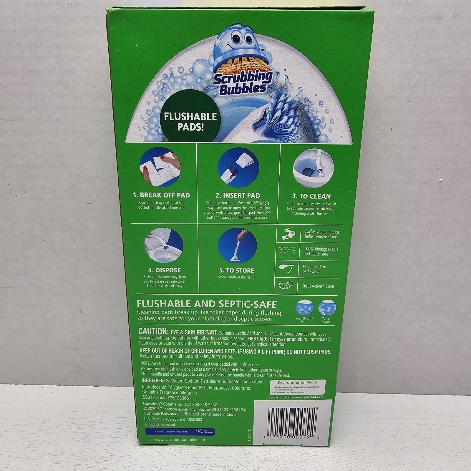 Scrubbing Bubbles Fresh Brush Toilet Scrubber Kit Flushable Pad Refills Citrus