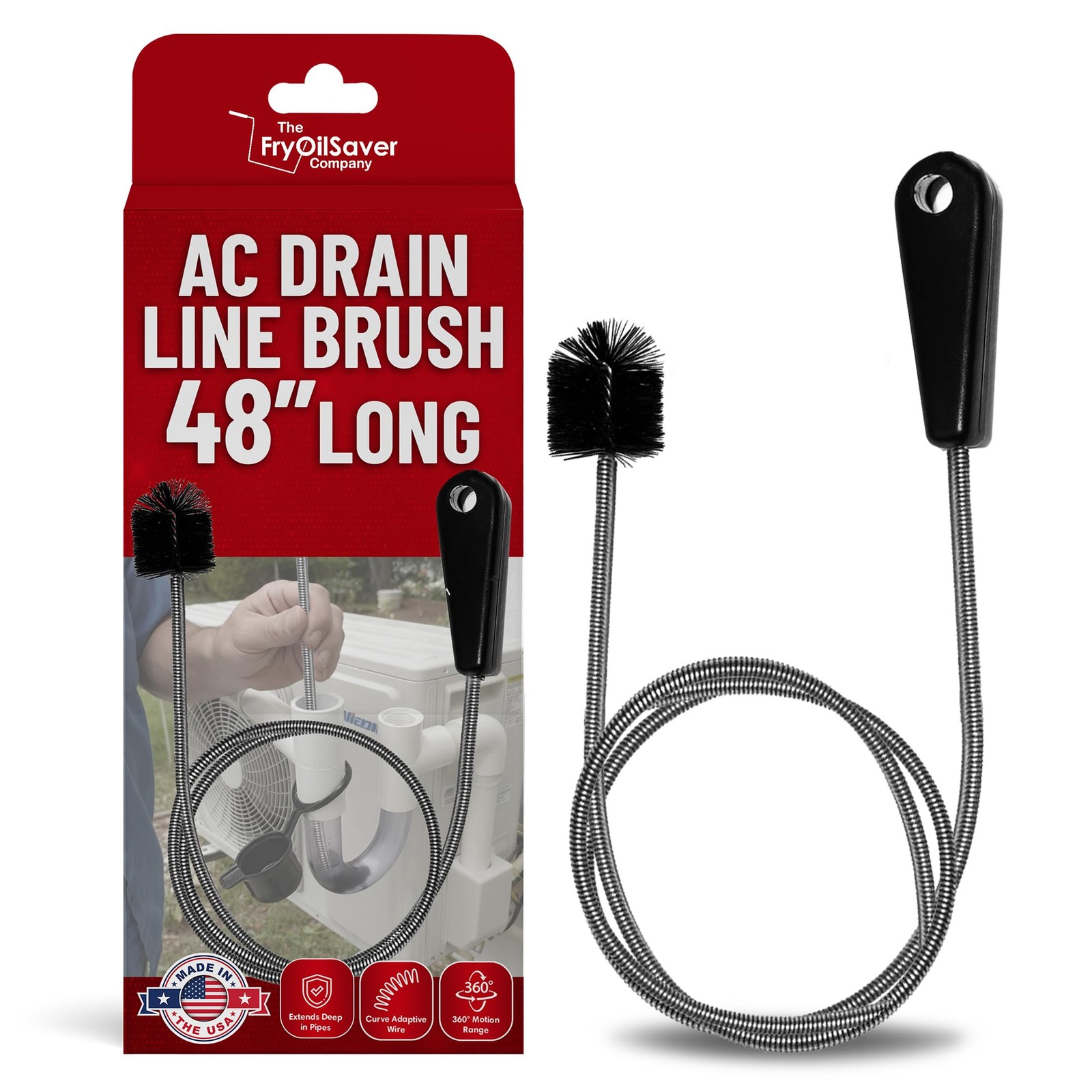 48″ Flexible Tube Brush – Long Pipe Snake for Sink AC Condensate Line Cleani…