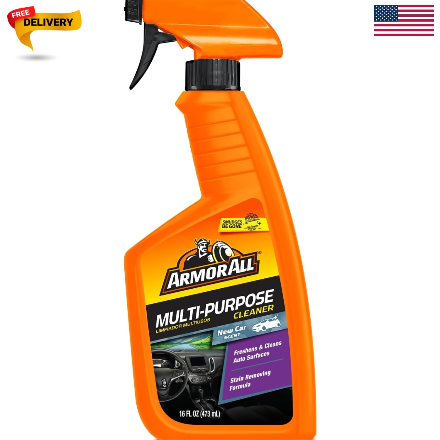 Multi-Purpose Car Cleaner Spray with Odor Elimination Technology, 16 fl oz Sp…