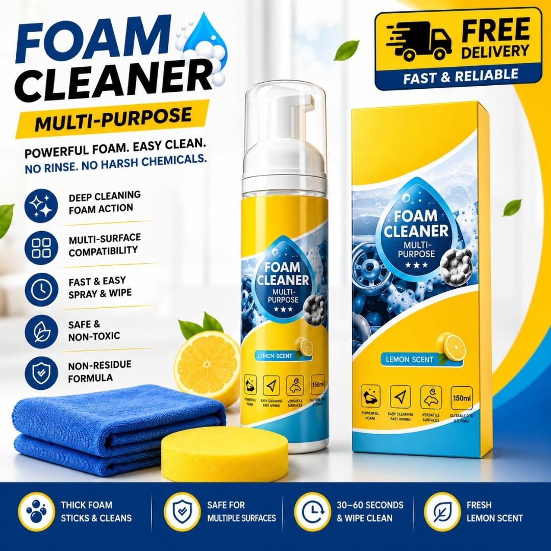 4-in-1 Multi-Enzyme Foam Cleaner, Multipurpose Foam No-Rinse Spray 5oz – Lemon