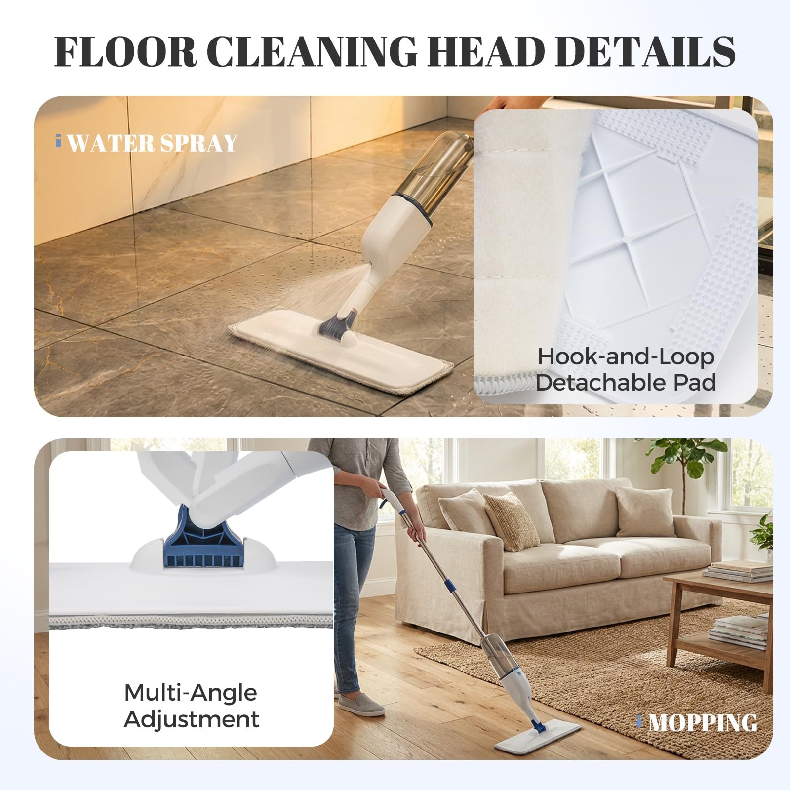 All-in-One Spray Window Squeegee and Floor Mop, 50″ Long Handle Spray Squeege…