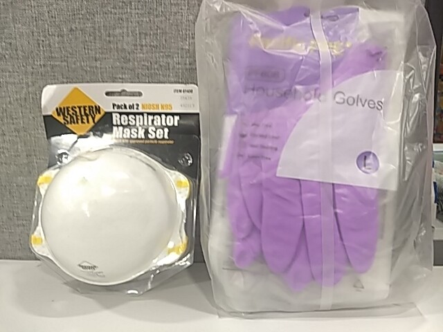 Pacific PPE 4Pairs Household Reusable Glove+ 2 Pack Respirator