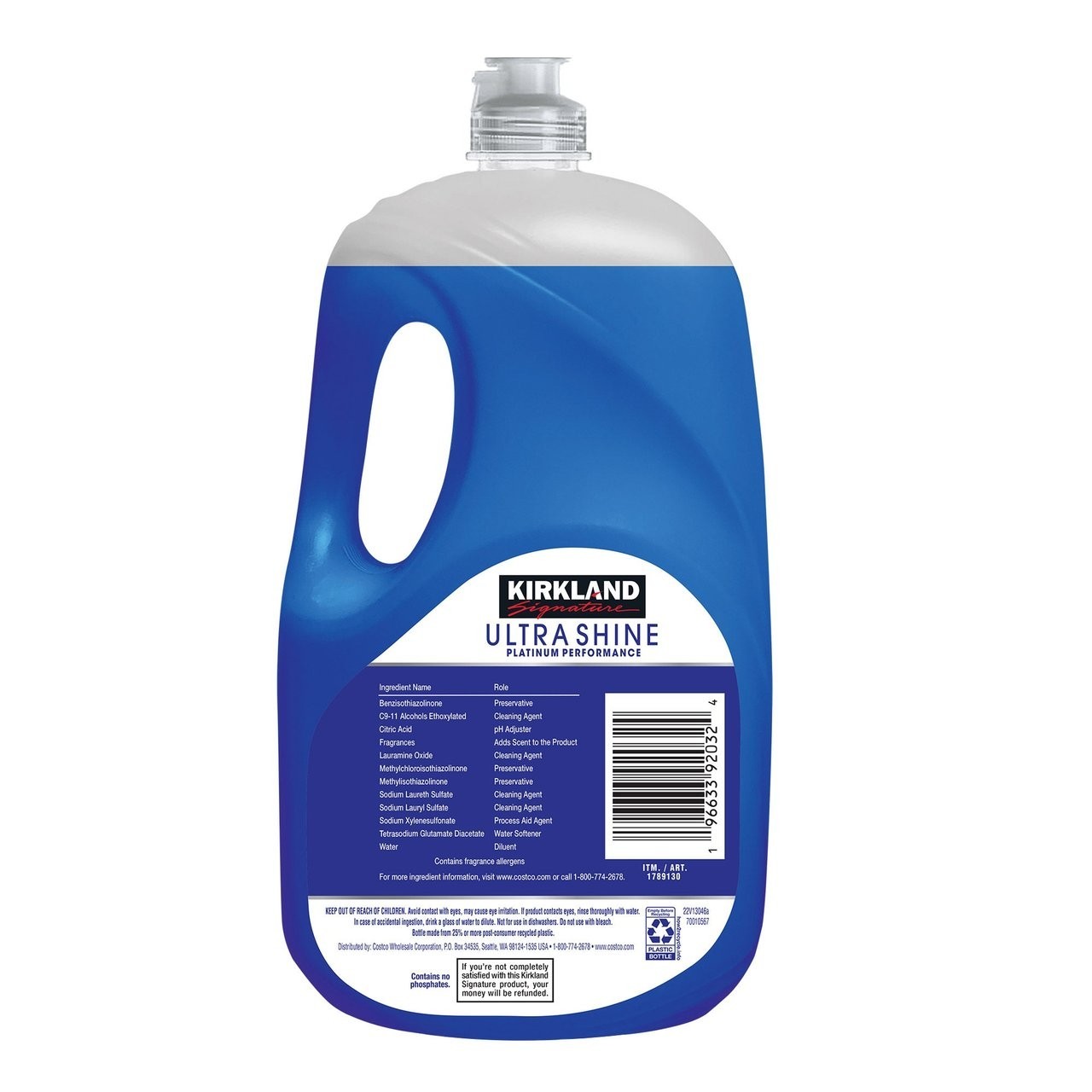 Kirkland Signature Ultra Shine Liquid Dish Soap, Fresh 90 Fluid Ounce New .