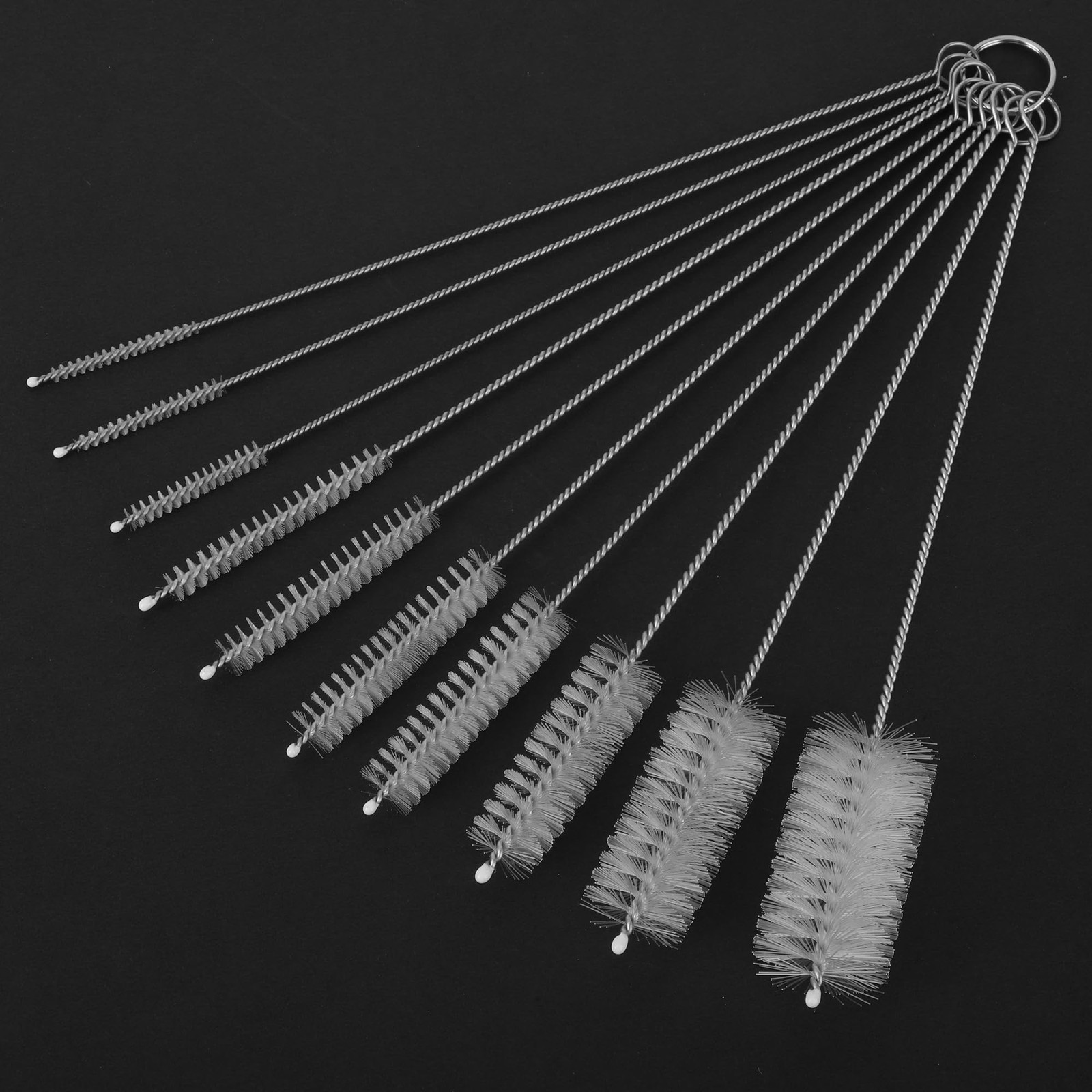 10 Pack Reusable Straw Cleaner Brushes, Assorted Sizes with Extra Long Stainl…