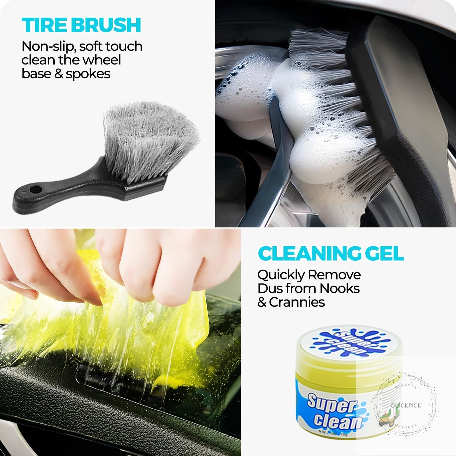 30Pcs Car Detailing Kit for Interior, Exterior and Wheel Cleaning Brushes towels
