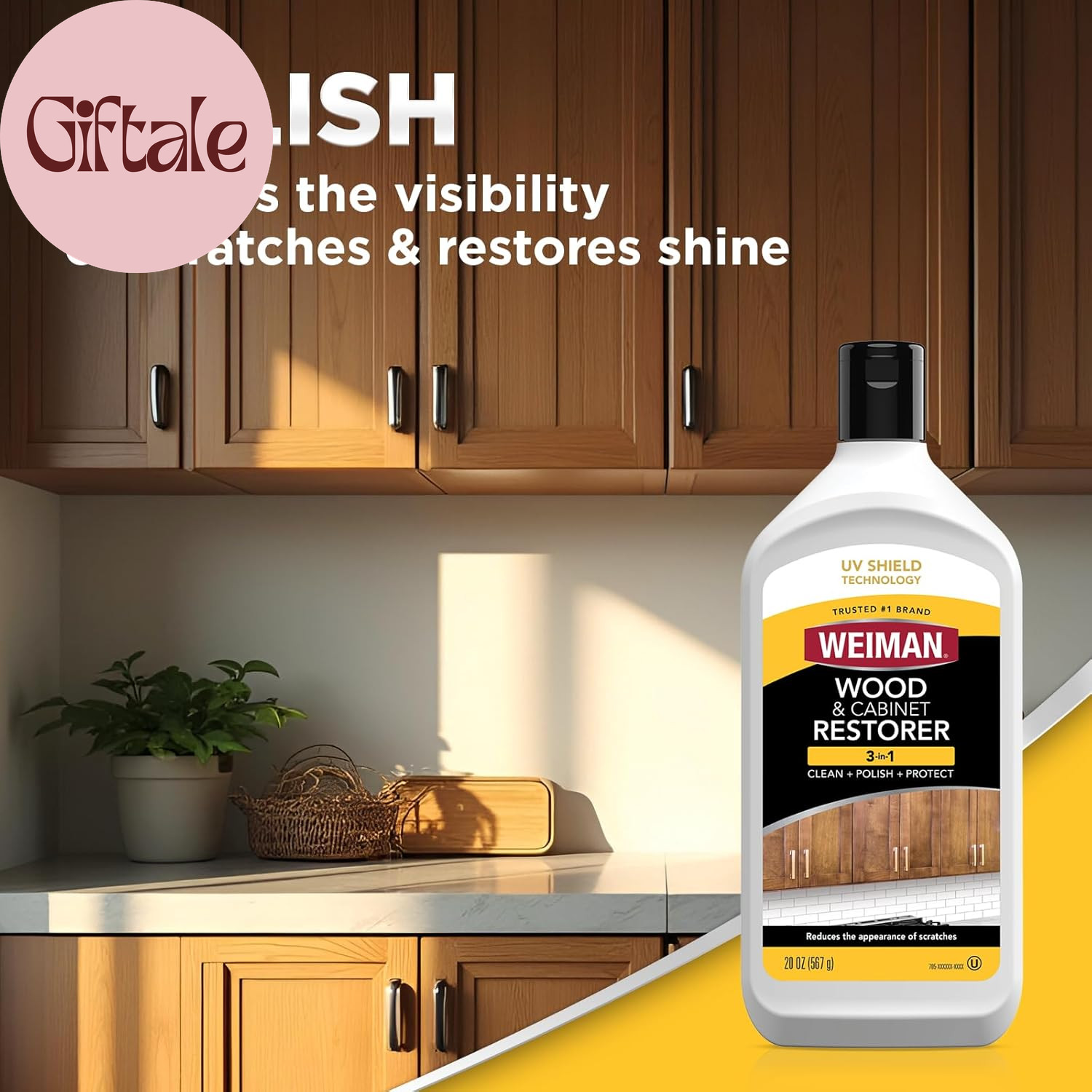 Wood and Cabinet Restorer 3-In-1 Bundle – Removes Dirt, Residue, Dust, Reduces S