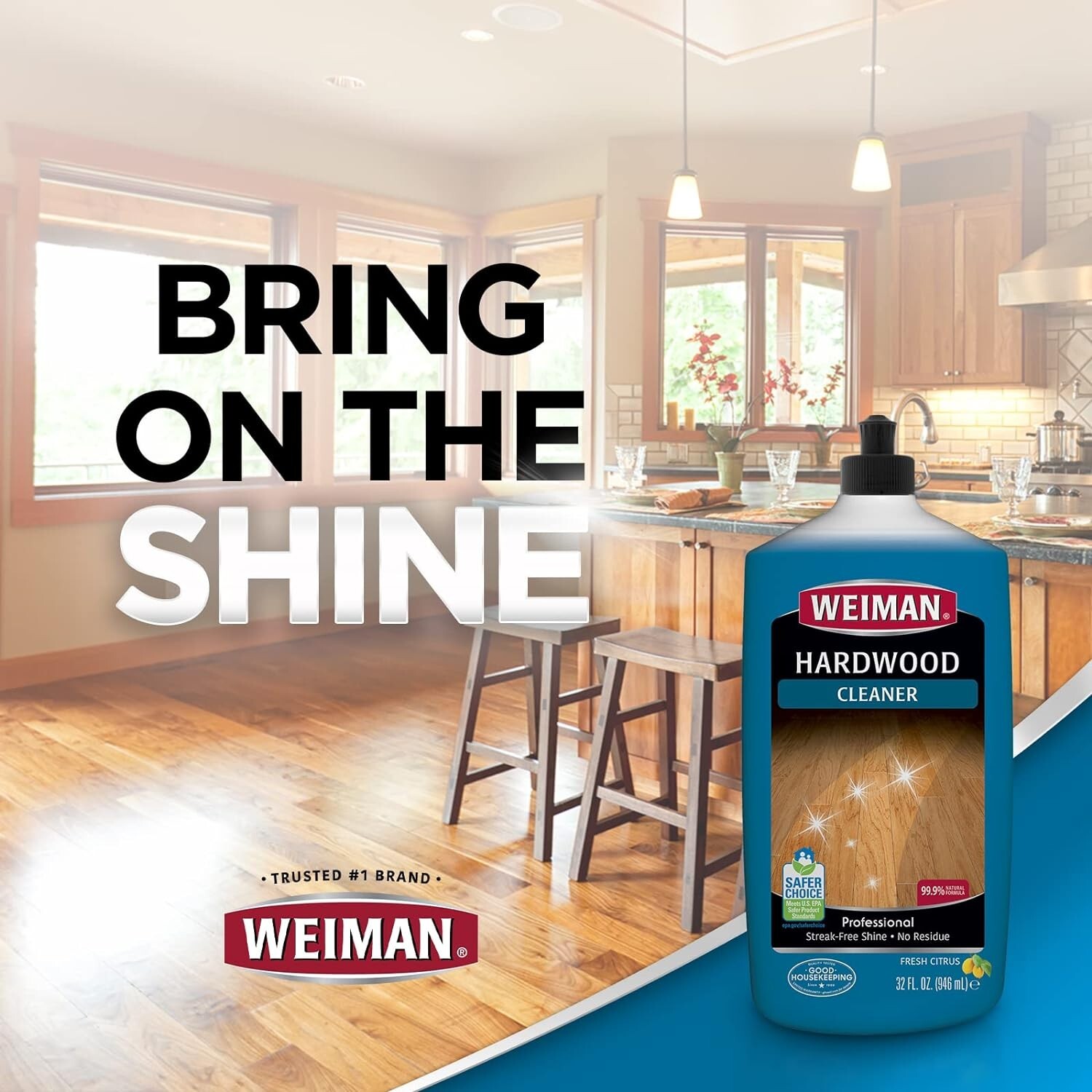 Hardwood Floor Cleaner – No Sticky Residue – Safe for Finished Wood Surfaces