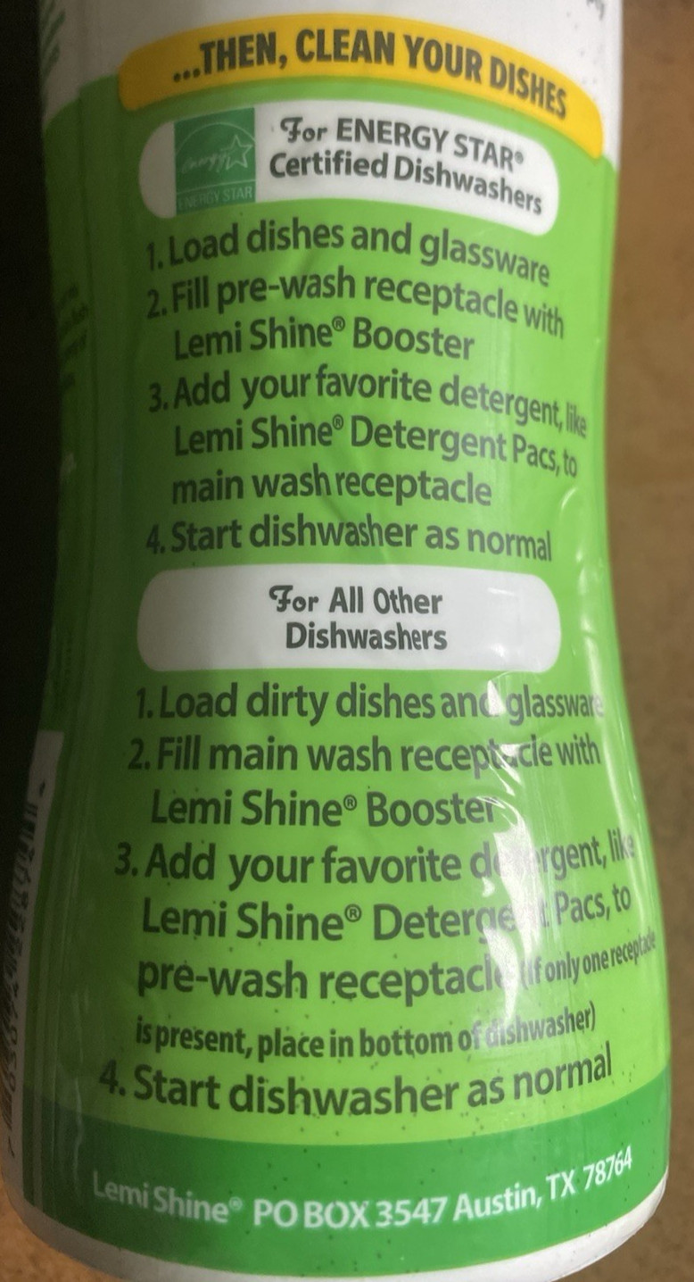 Lemi Shine Dish Detergent Dishwasher Booster Powder 12oz (2 Pack)