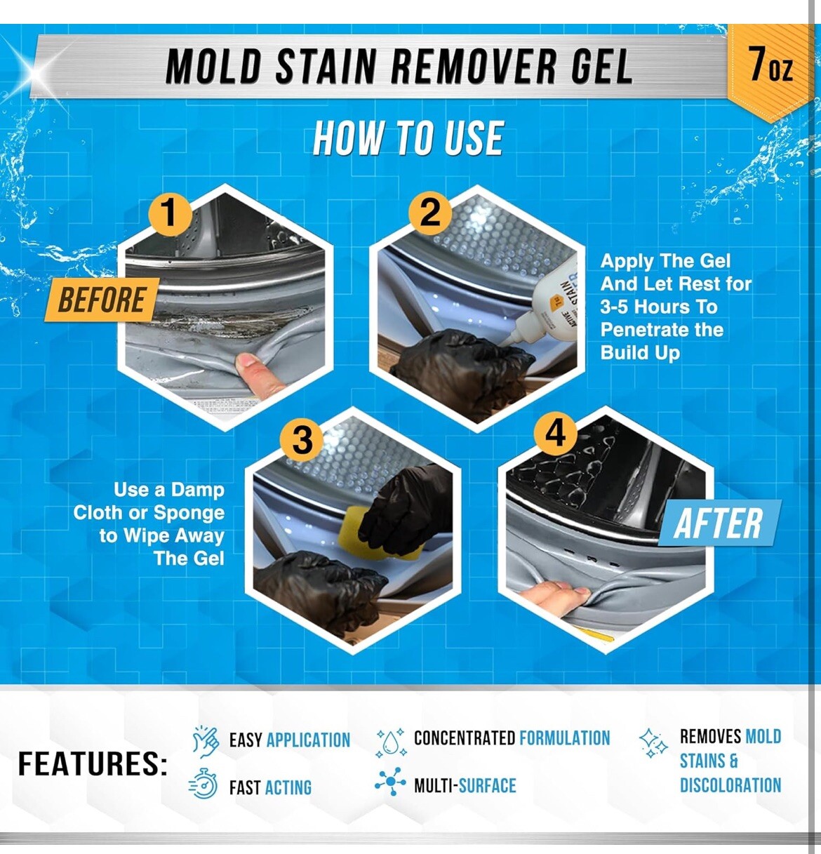 Active Mold Stain Remover Cleaner Seal Grout Deep Clean Heavy Duty Cleaner 7oz