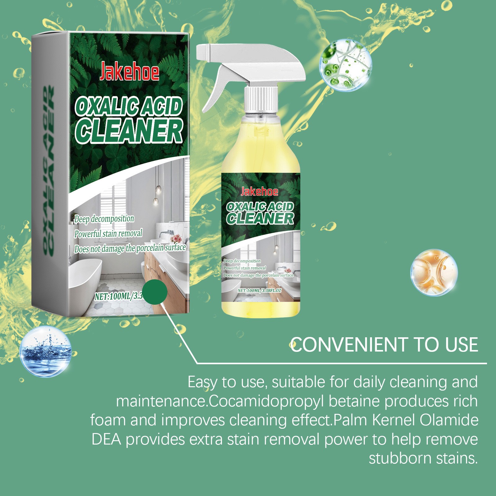 1~3 Pack Ox-alic Acid Cleaner Spray, Powerful Stain Removal for Toilet Bathroom