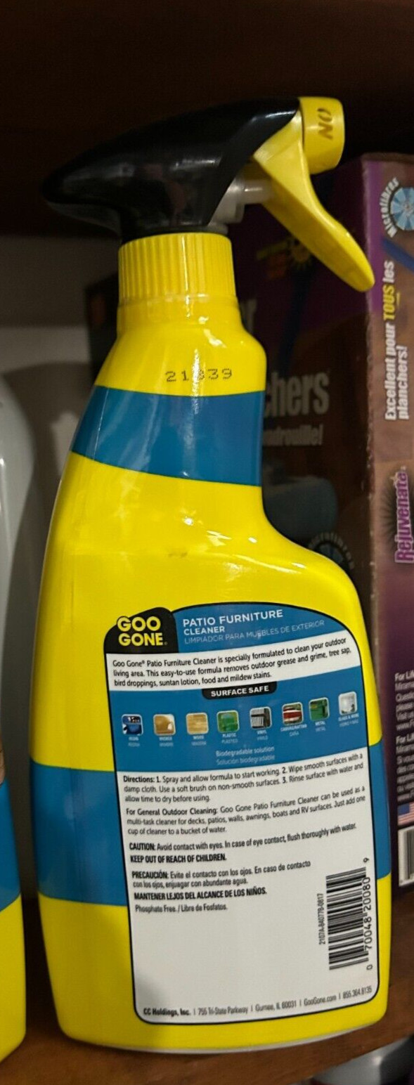 New Goo Gone Outdoor Patio Furniture Cleaner Wicker Cushion Spray 24 Oz