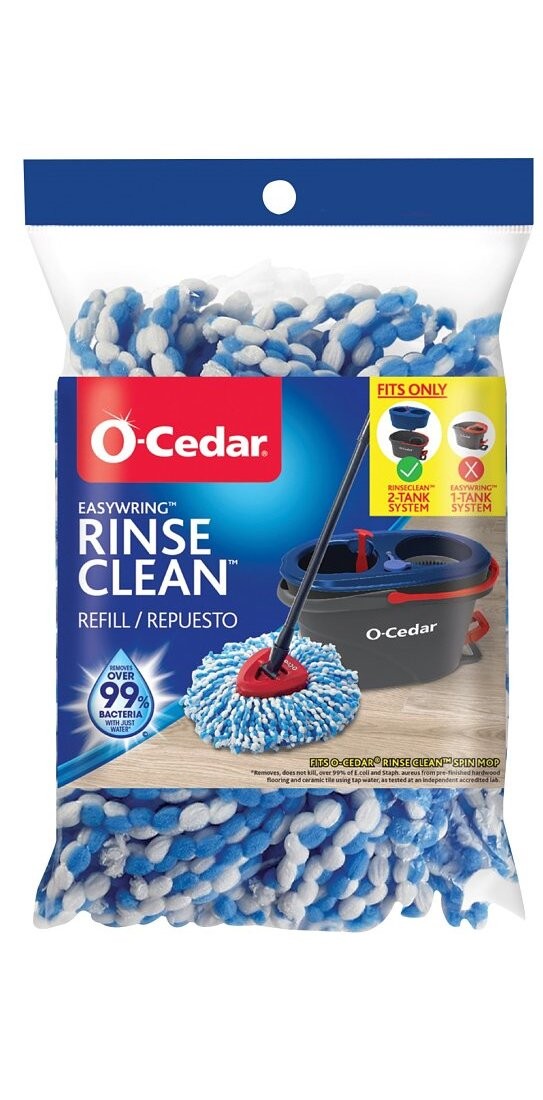 Mop Refill Easy Wring Rinse Clean 8″ W X 2″ L Wet Microfiber Blue/White