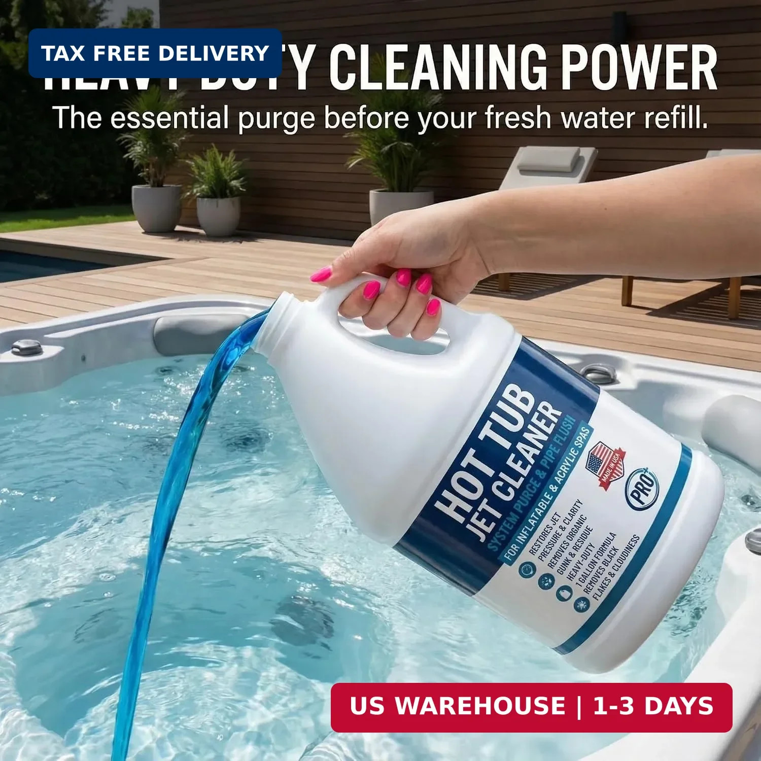 Hot Tub Jet Cleaner – 1 Gallon – Spa Line Flush & Spa System Flush – Jet Tub Cle