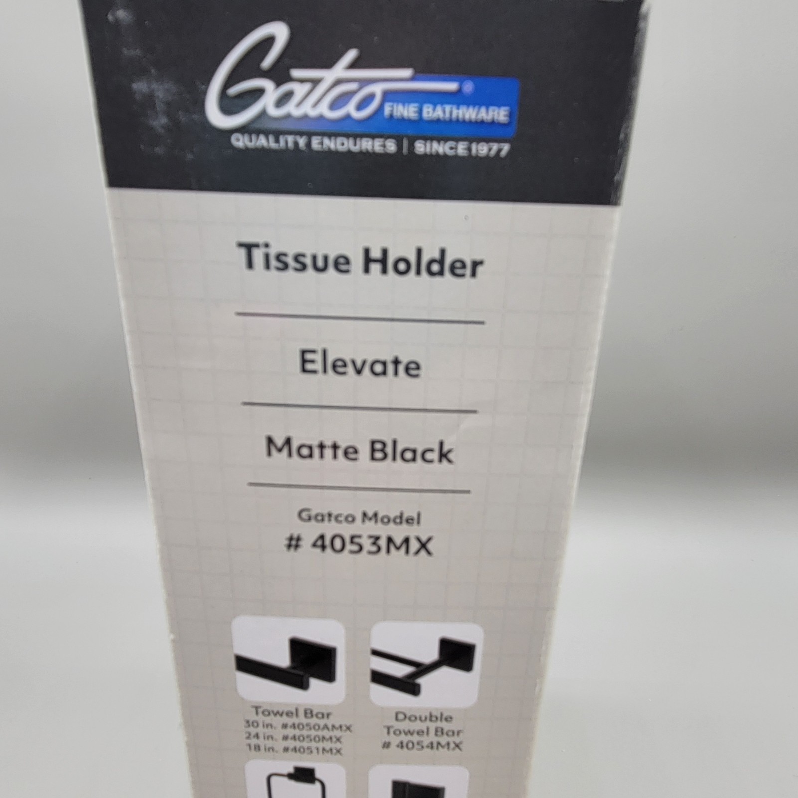 Gatco Elevate Euro Tissue Holder Toilet Paper Holder Matte Black 4053MX New