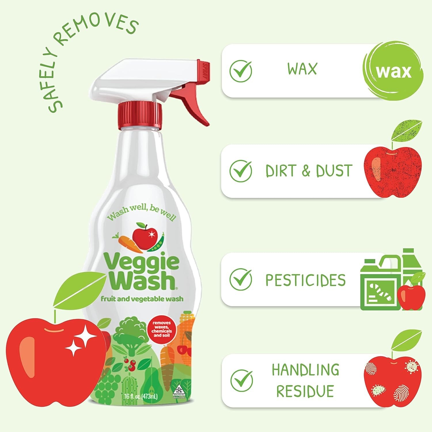 Veggie Wash Natural Fruit & Vegetable Wash, 16-Ounce Spray ( pack of 1)