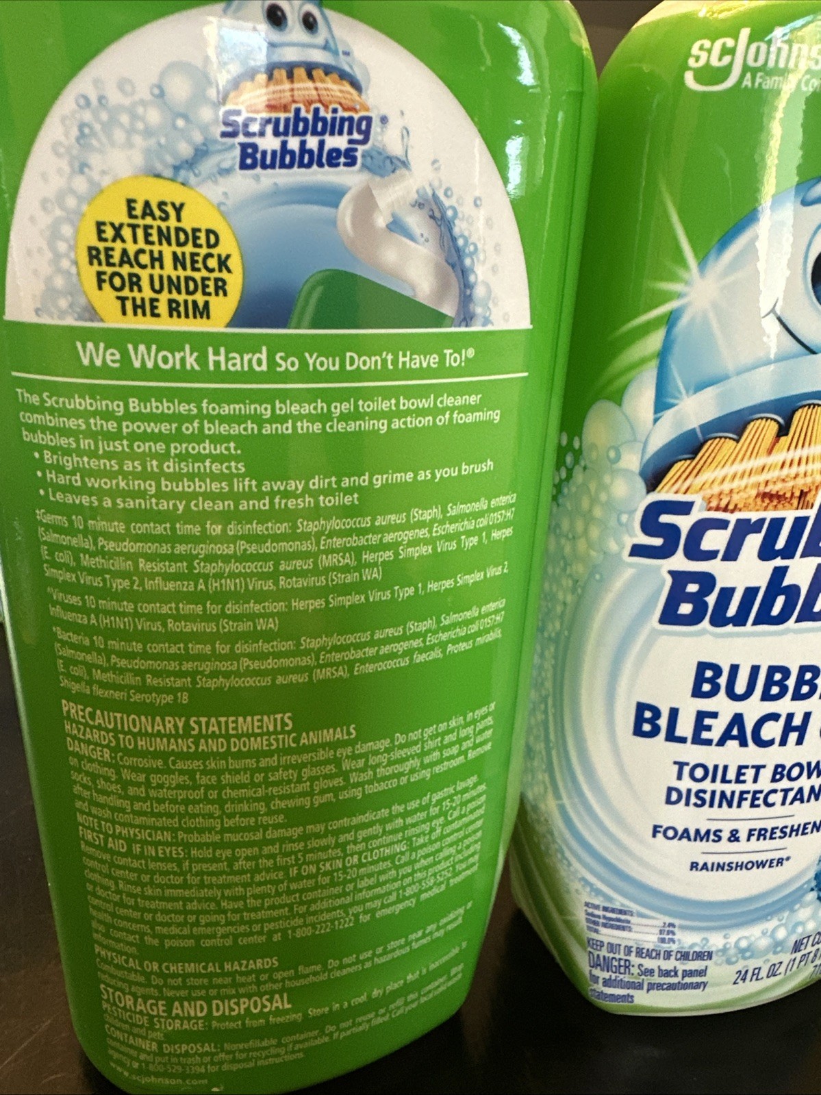 2x Scrubbing Bubbles Bubbly Bleach Gel Toilet Bowl Cleaner Rainshower 24 fl oz