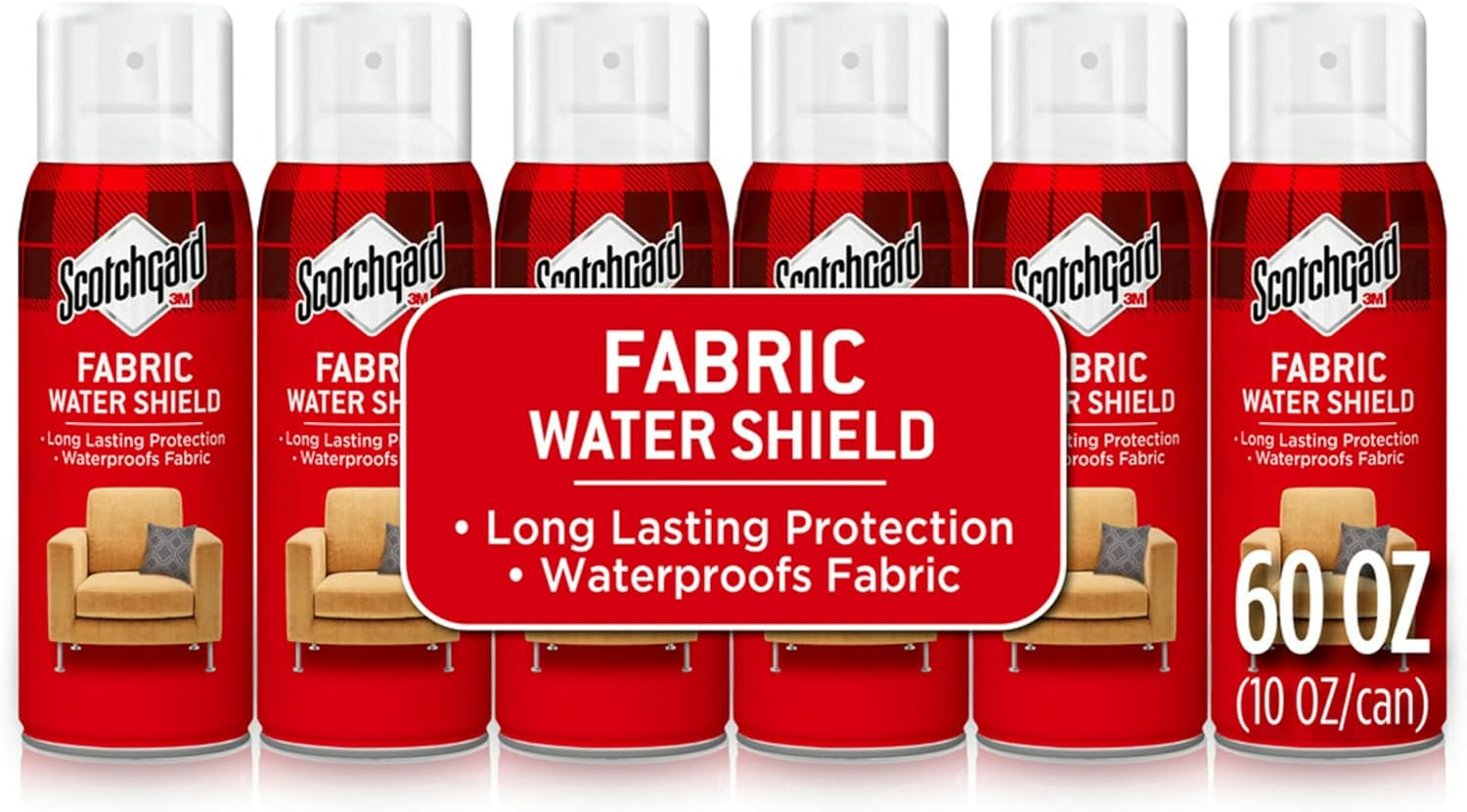 Scotchgard Fabric Water Shield, 60 Ounces (Six, 10 Ounce Cans), Repels Water, Id