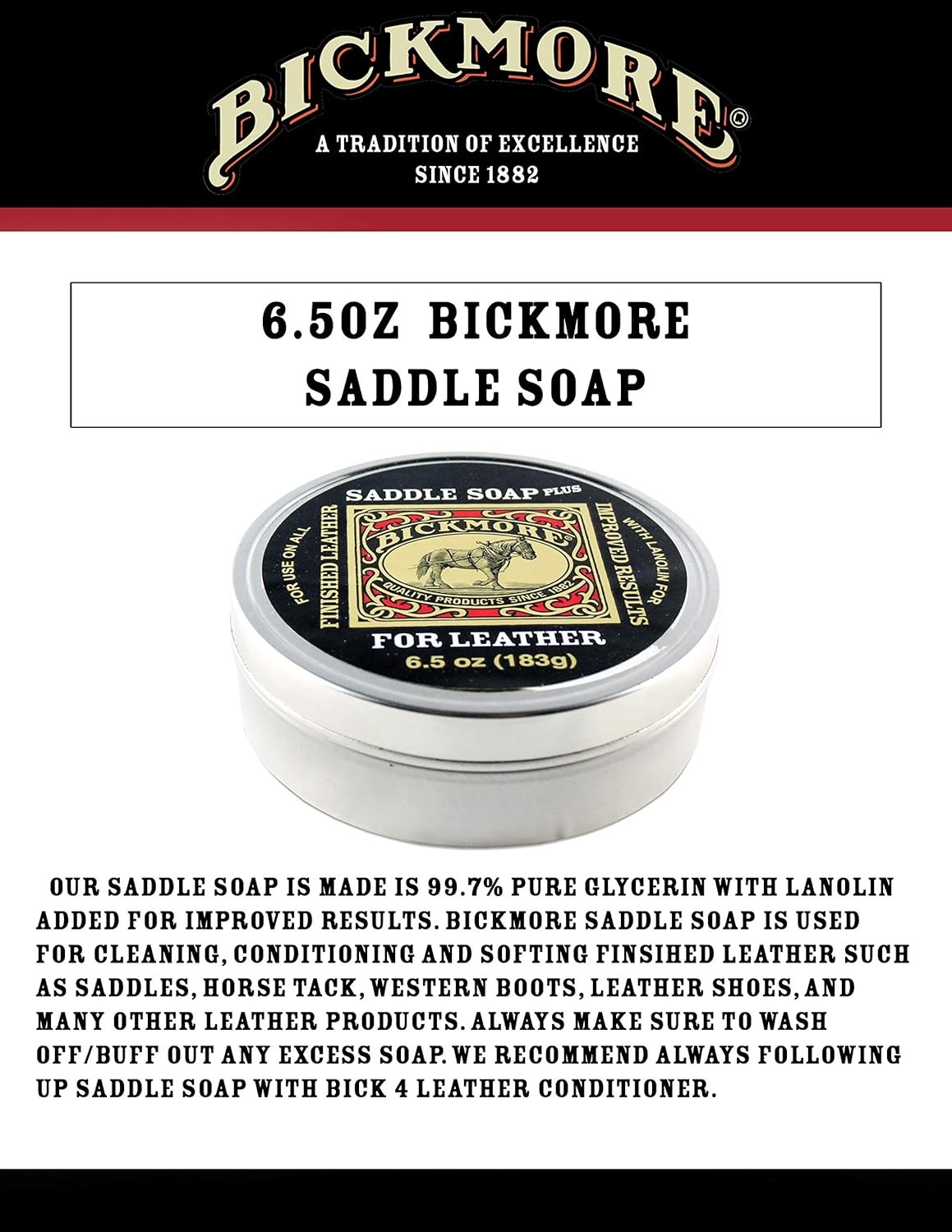 Bickmore Saddle Soap Plus 6.5oz