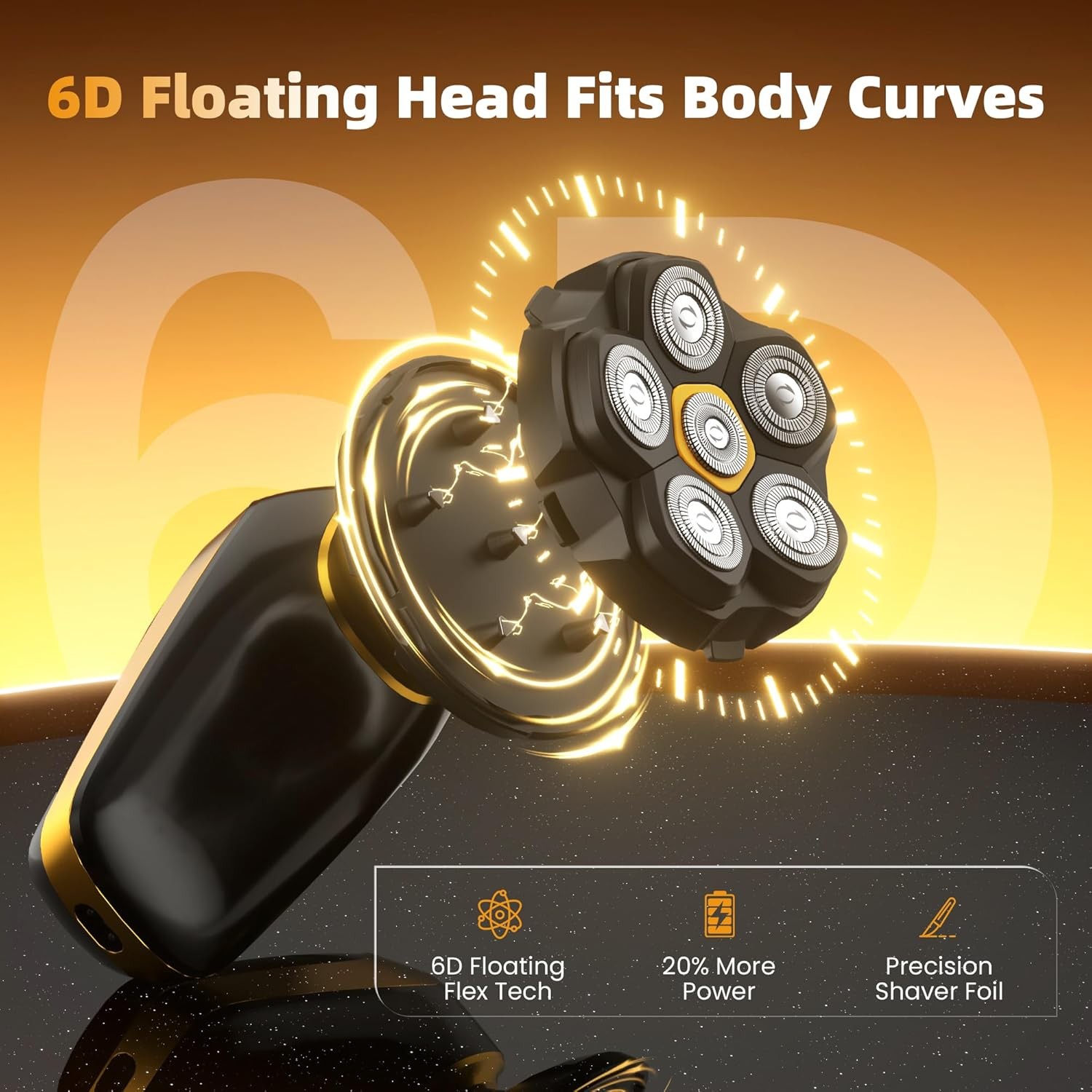 Back Shaver for Men: Long Foldable Handle Electric Back Razor with 6D No-Scrat