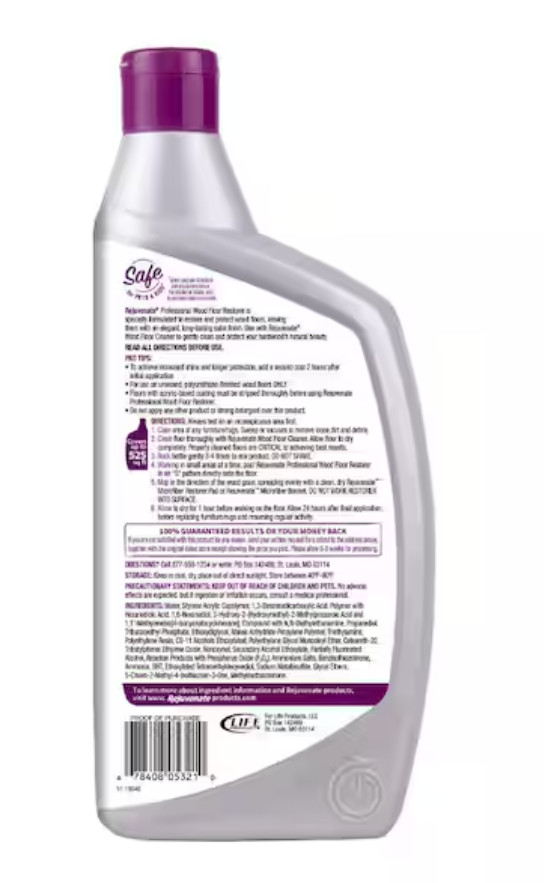 2x Rejuvenate Professional Wood Floor Restorer 32oz Satin Finish Polishing