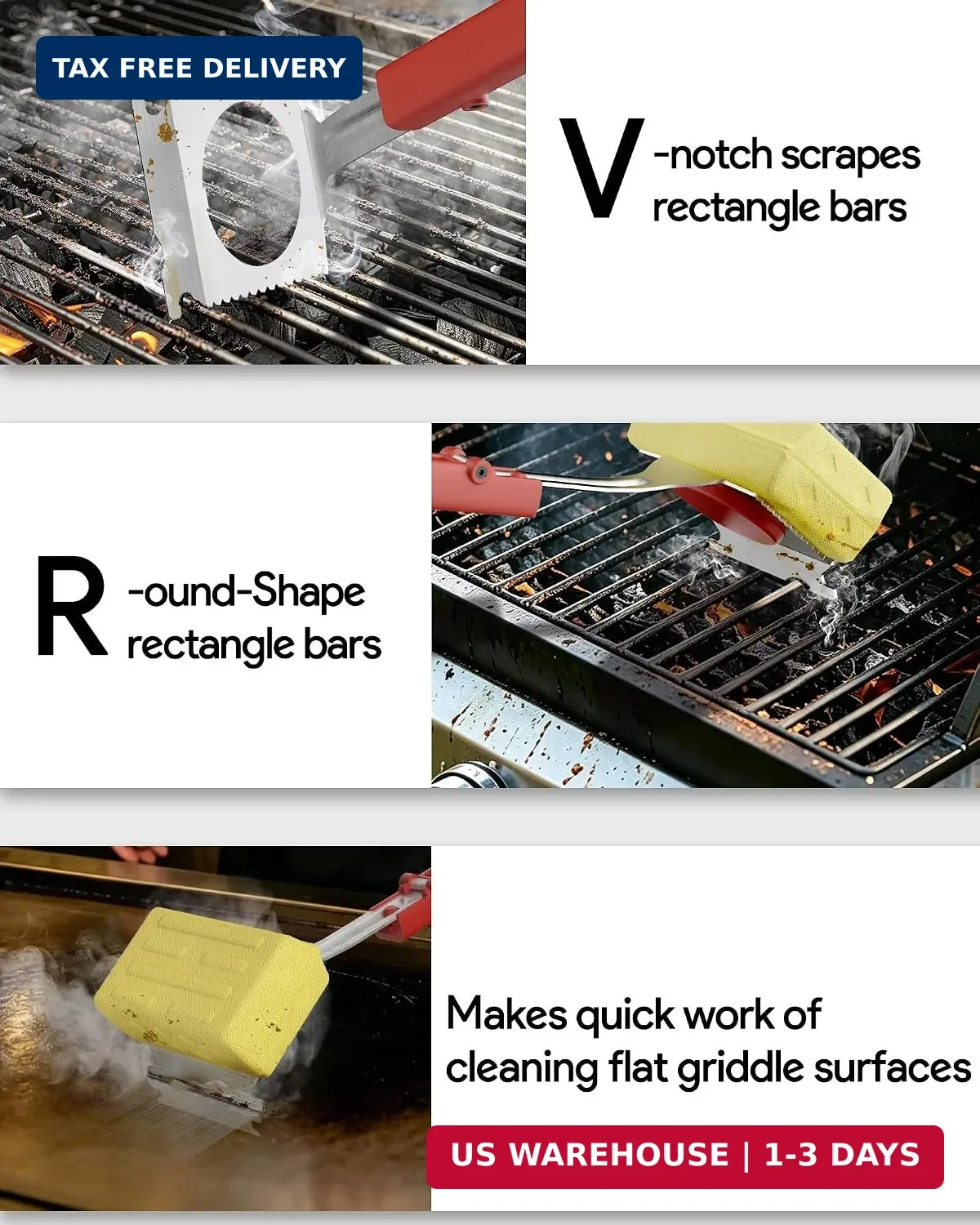 Grill Brush Bristle Free, Steam Grill Cleaning Brush with Scraper, One-Fit-All f